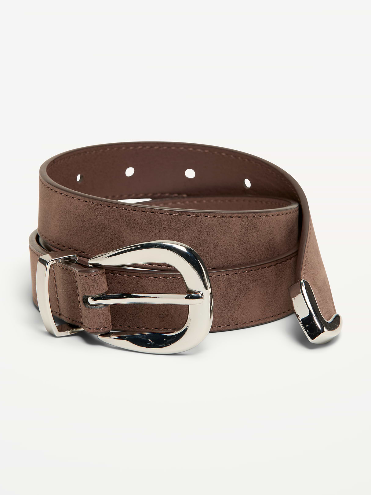Faux-Leather Western Belt - Brown Suede