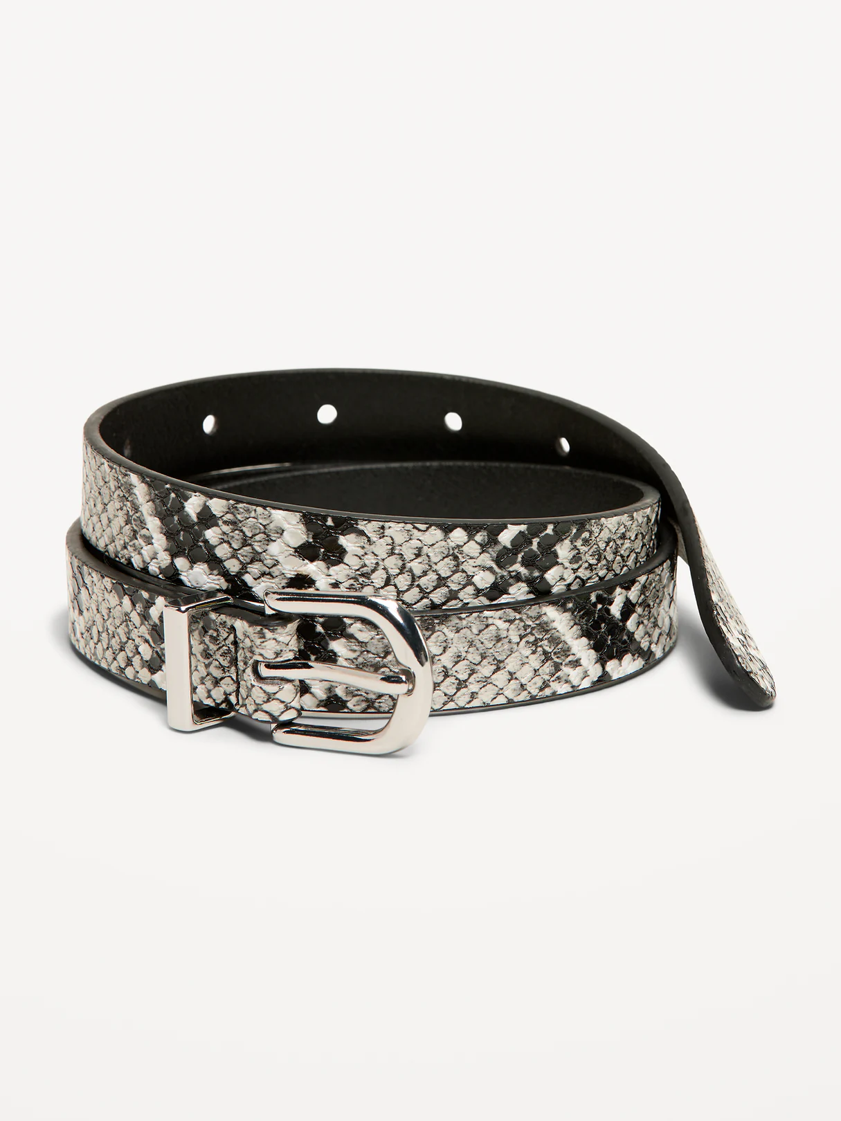 Classic Slim Faux-Leather Belt - Snakeskin
