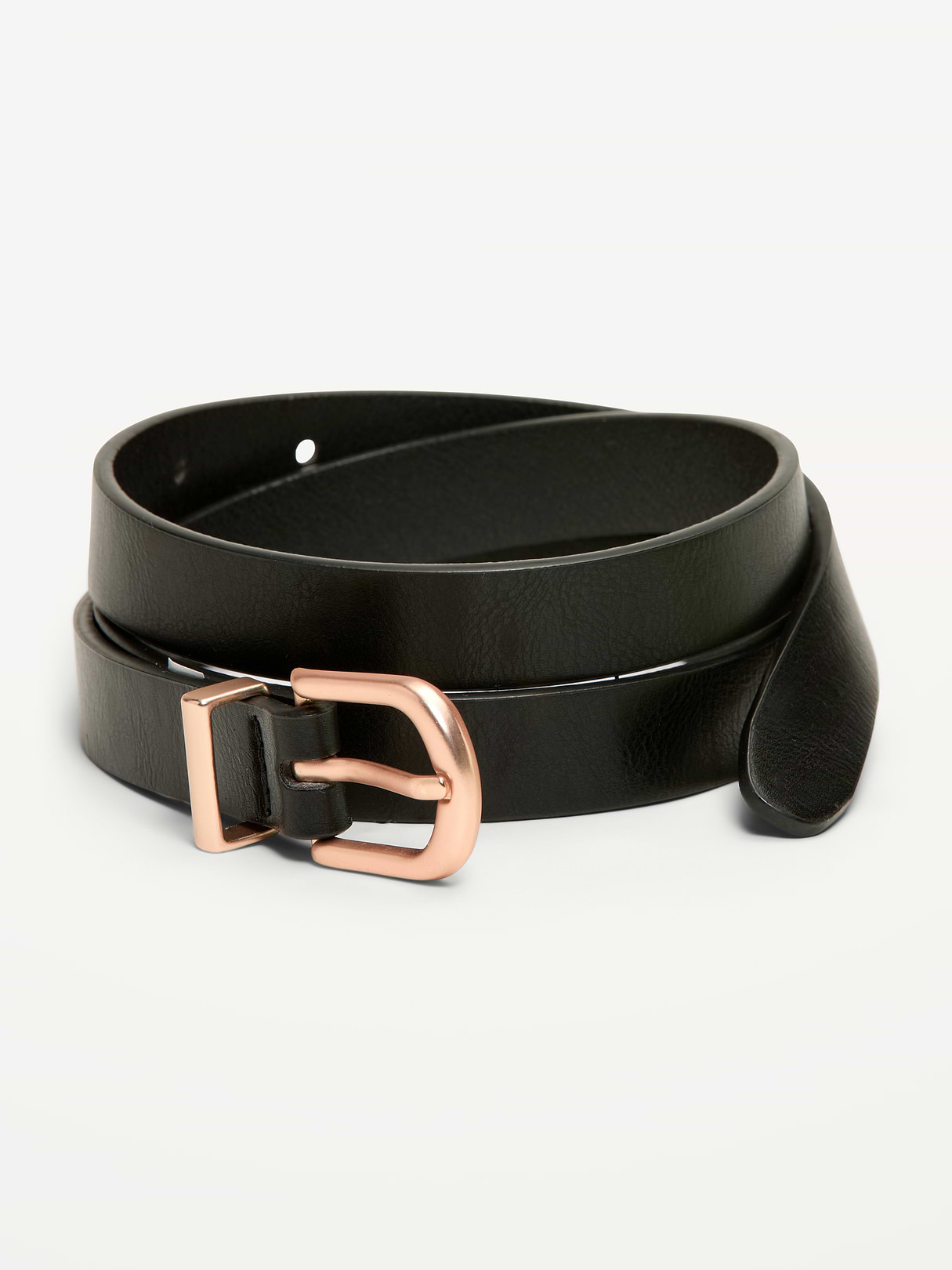 Classic Slim Faux-Leather Belt - Black Jack