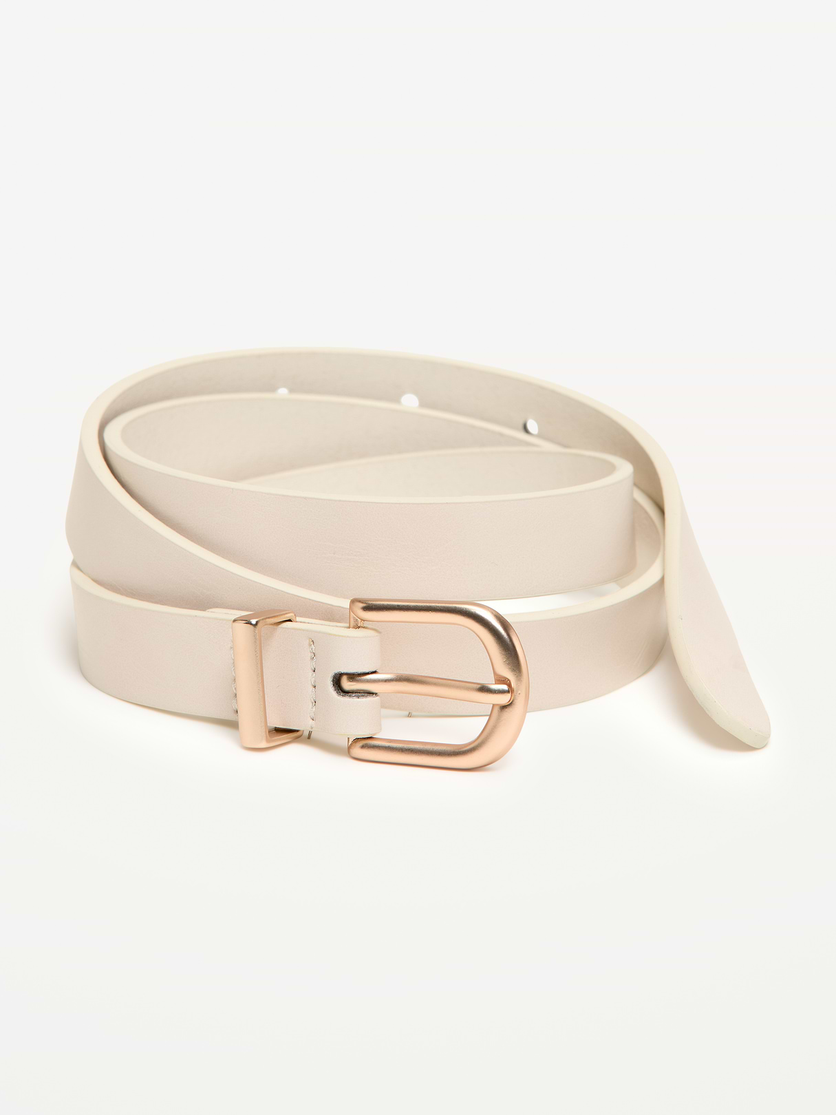 Classic Slim Faux-Leather Belt - Bone