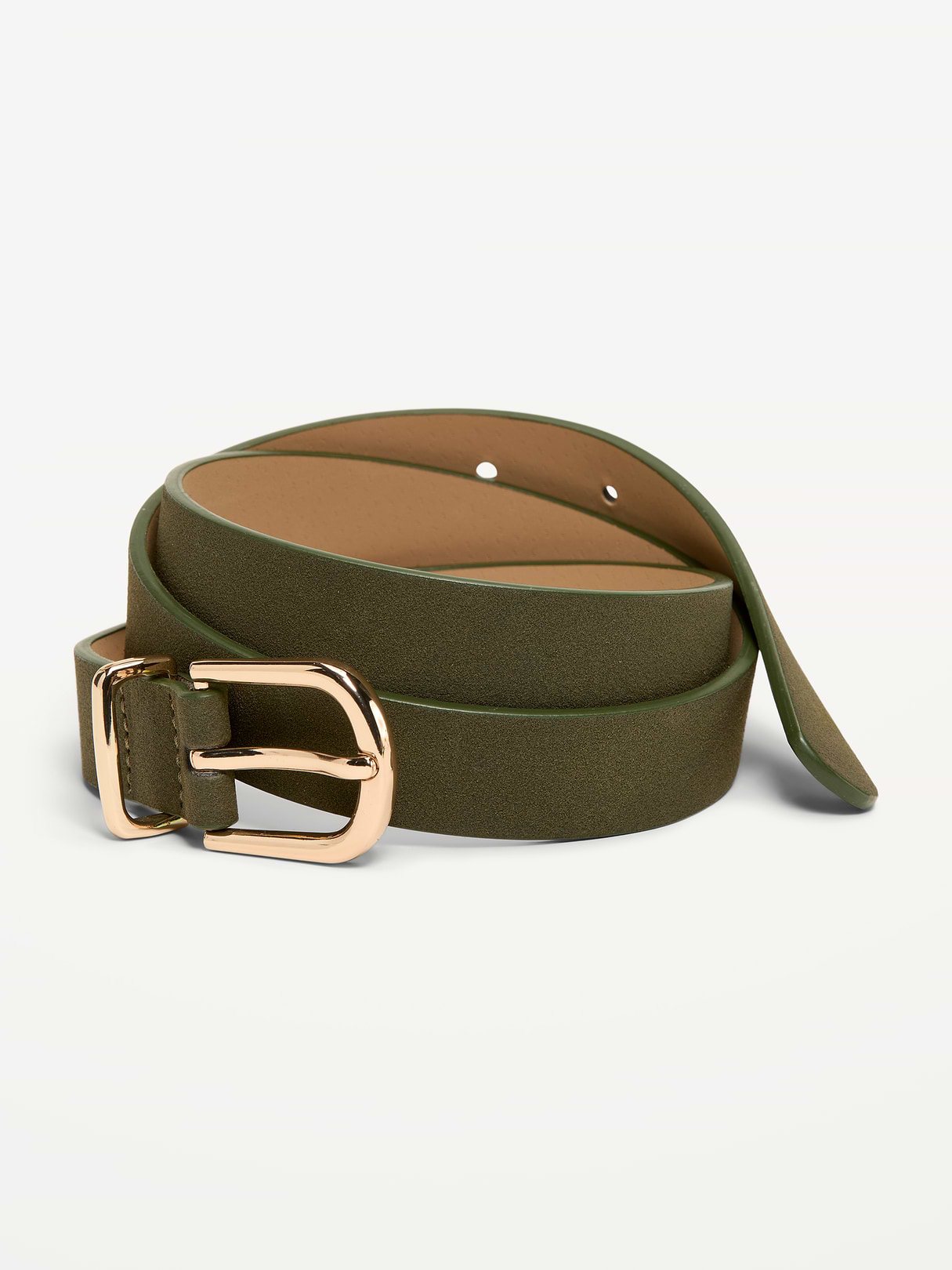 Classic Faux-Leather Belt - Olive