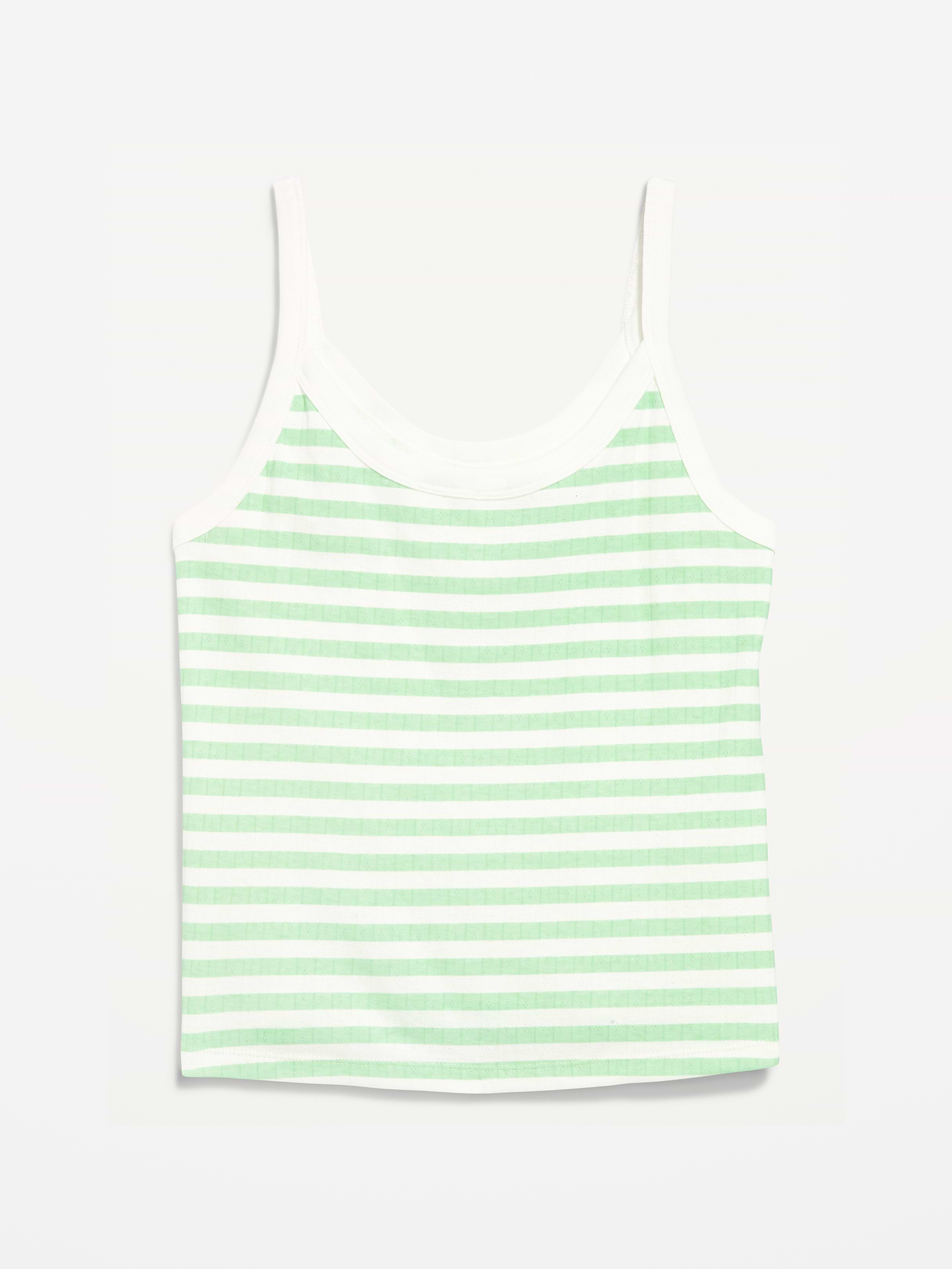 Pointelle Cami Tank Top - Green Stripe