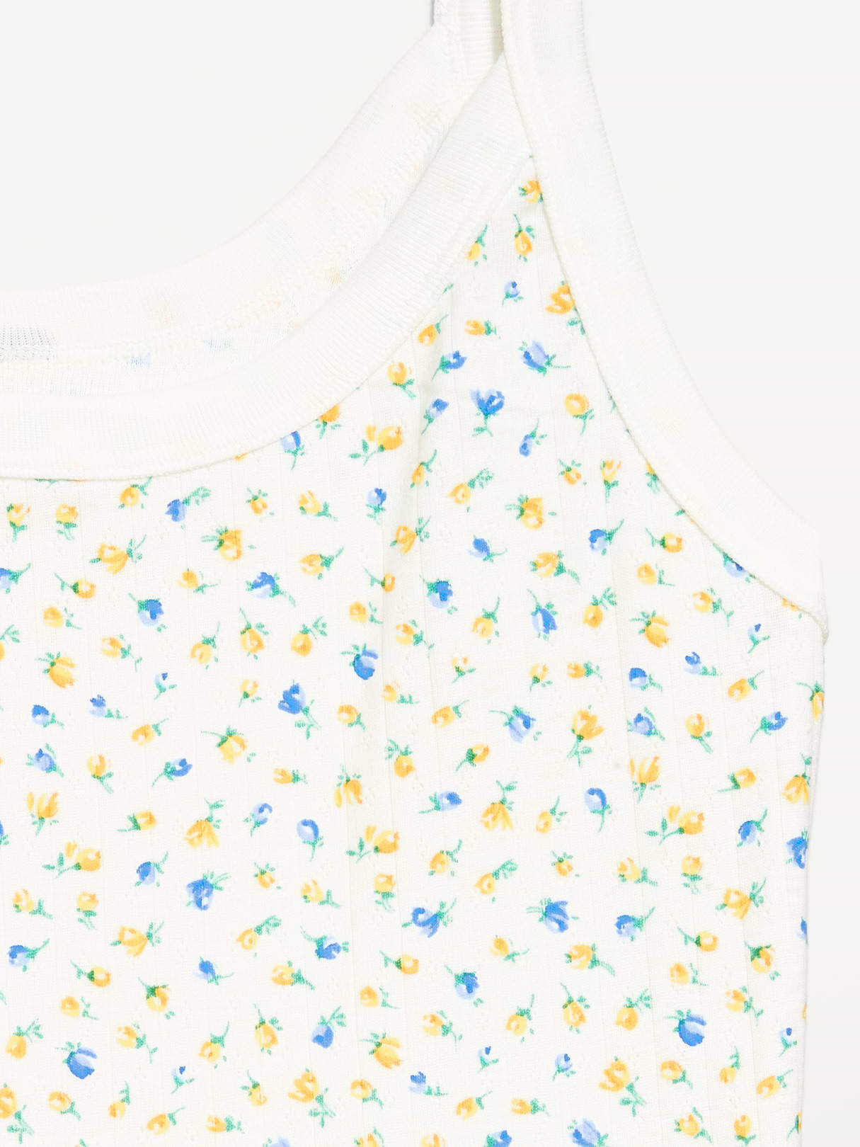 Pointelle Cami Tank Top - White Floral