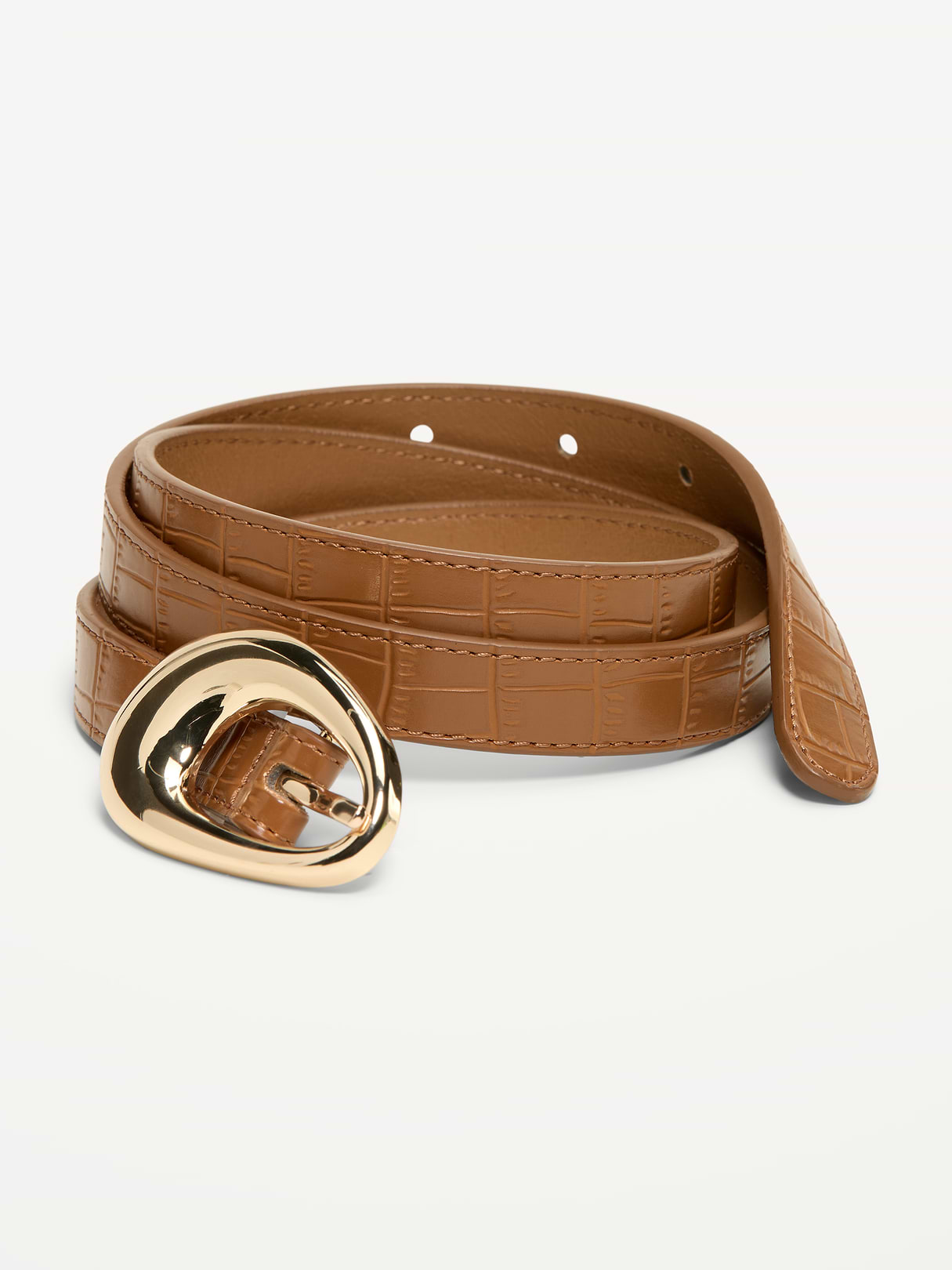 Sculptural Buckle Belt - Walnut Brown