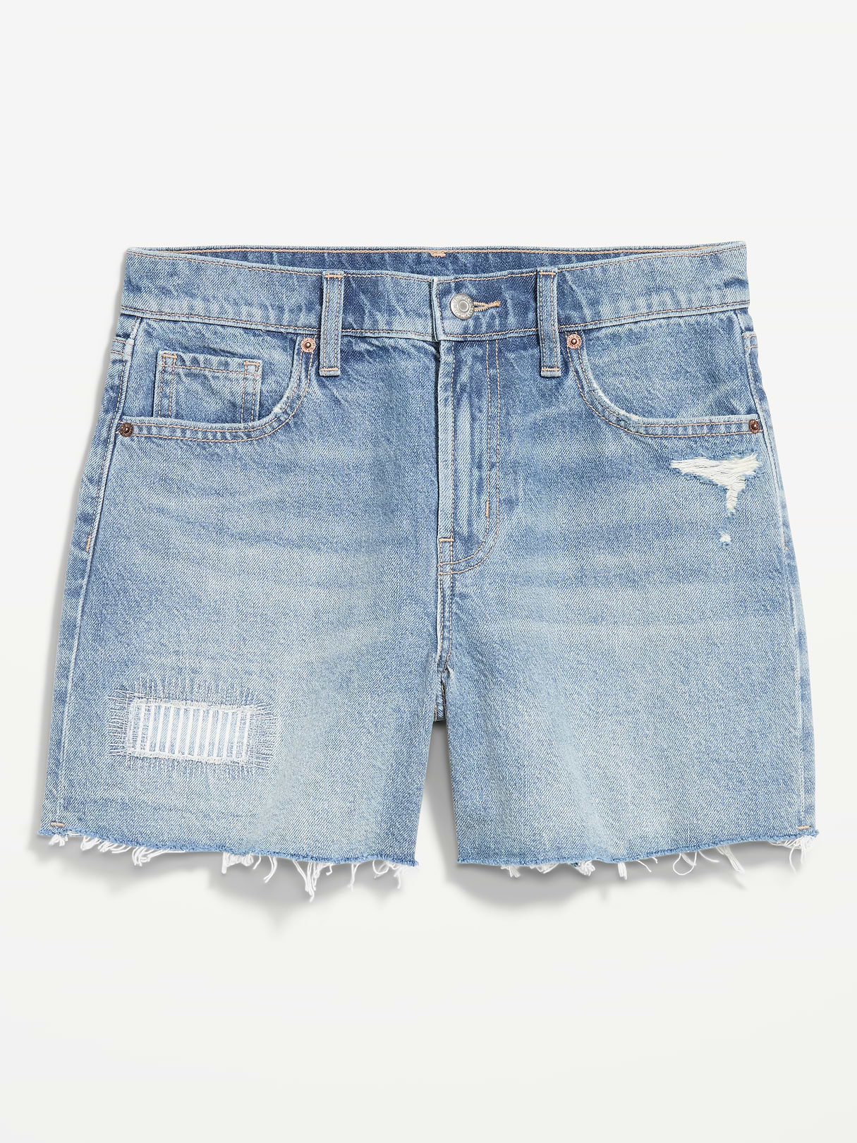 Curvy High-Waisted Baggy Jean Cut-Off Shorts -- 5-inch inseam - Riley Repair