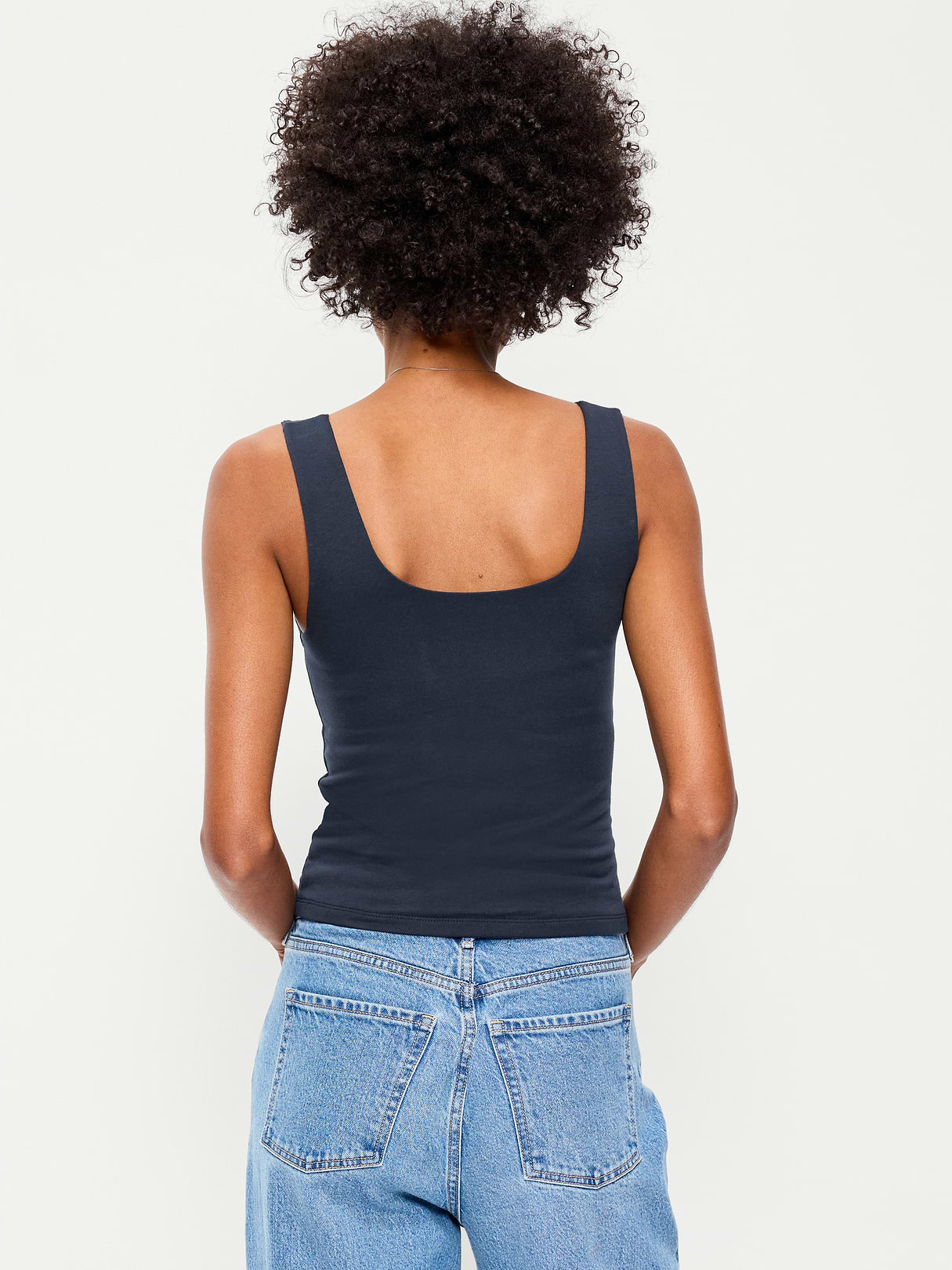 Hug Double-Layer Scoop-Neck Tank Top - In the Navy