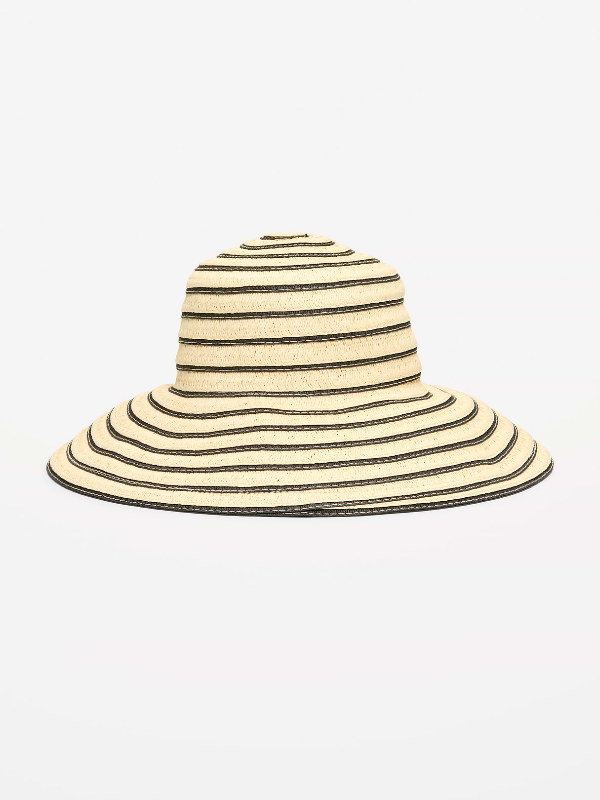 Straw Sun Hat for Women - Black Stripes