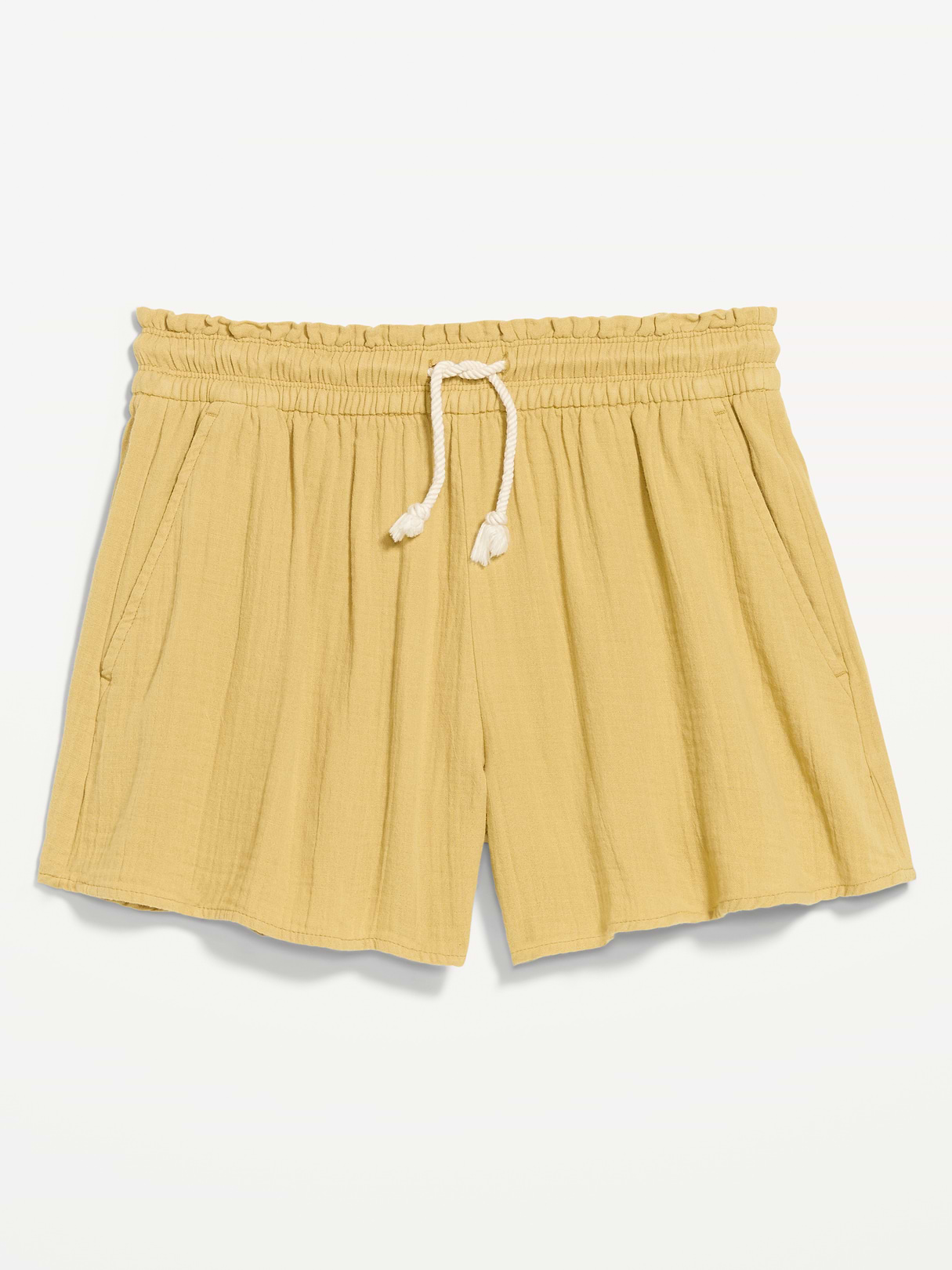 High-Waisted Crinkle Gauze Shorts - Sandstorm