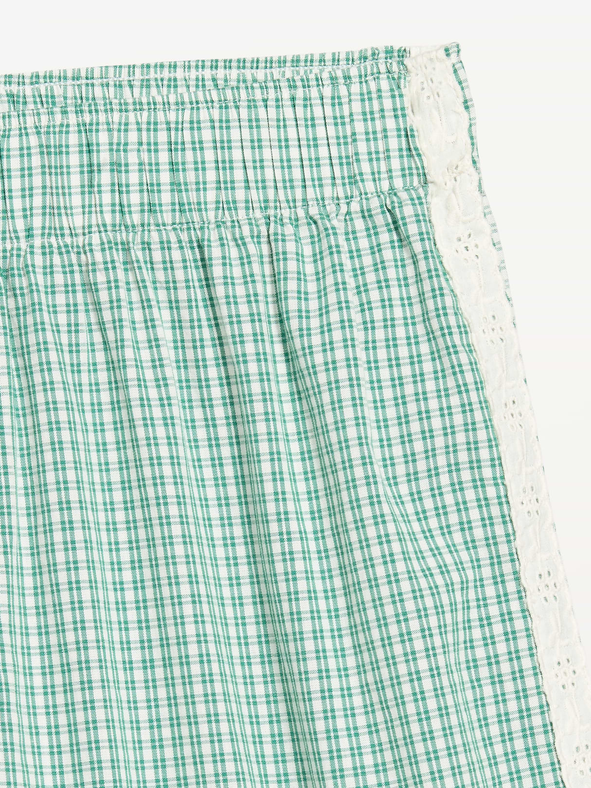 Eyelet-Trim Boxer Pajama Shorts - Green Gingham