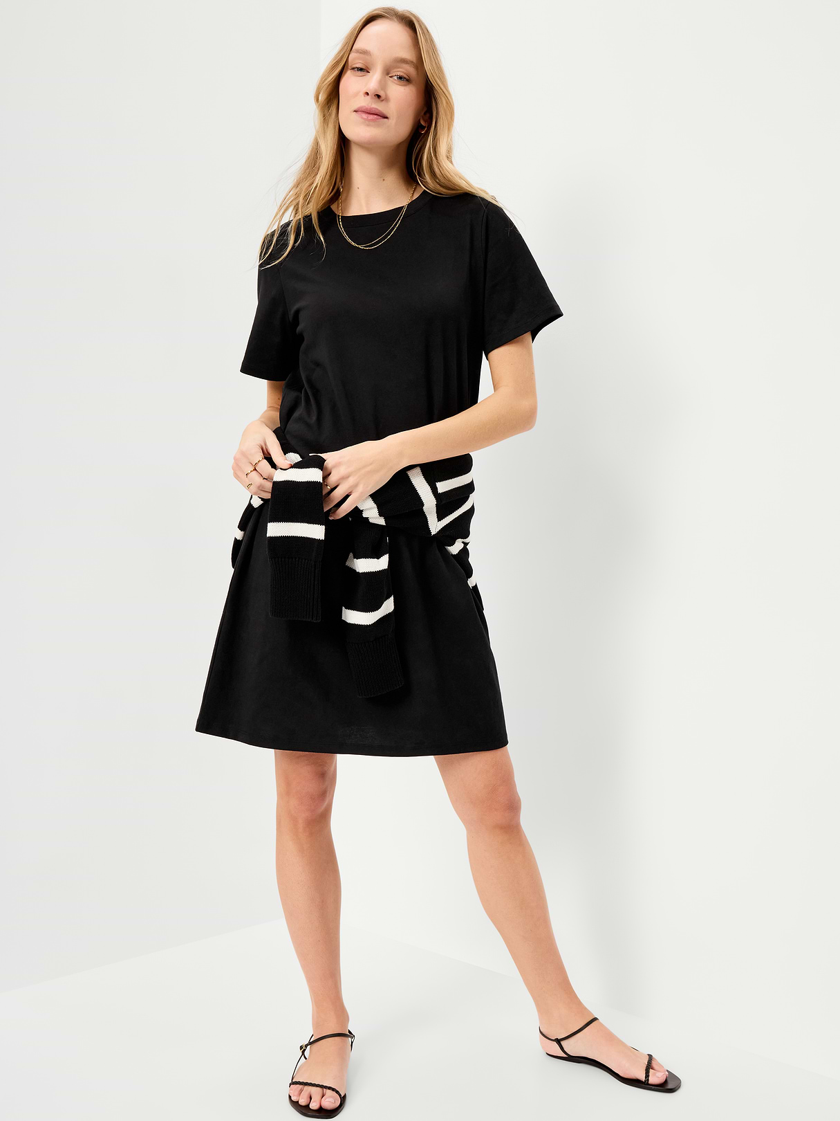 Vintage Crew-Neck Mini T-Shirt Dress - Black Jack