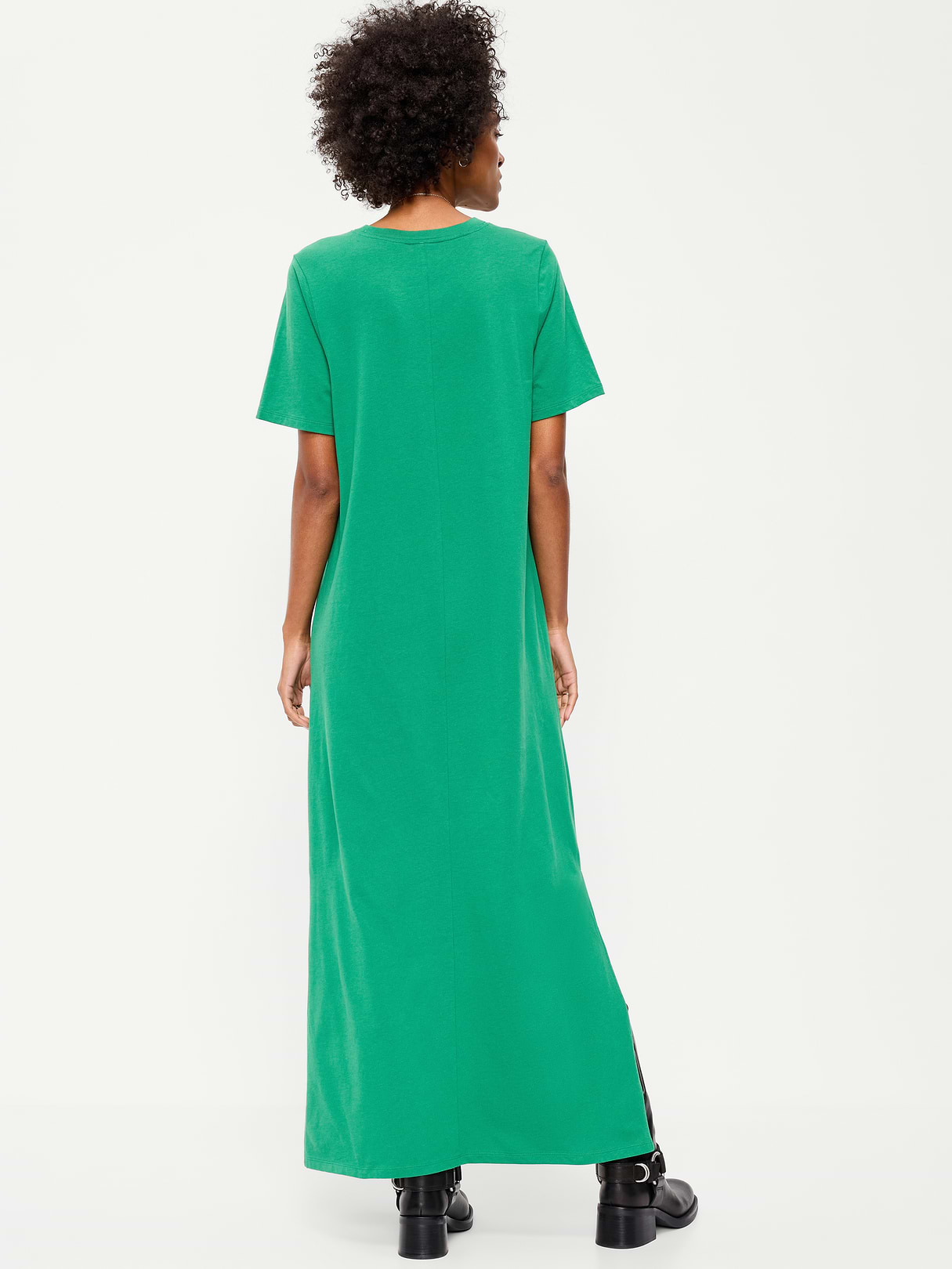 Vintage Crew-Neck Maxi Dress - Emerald Pigment