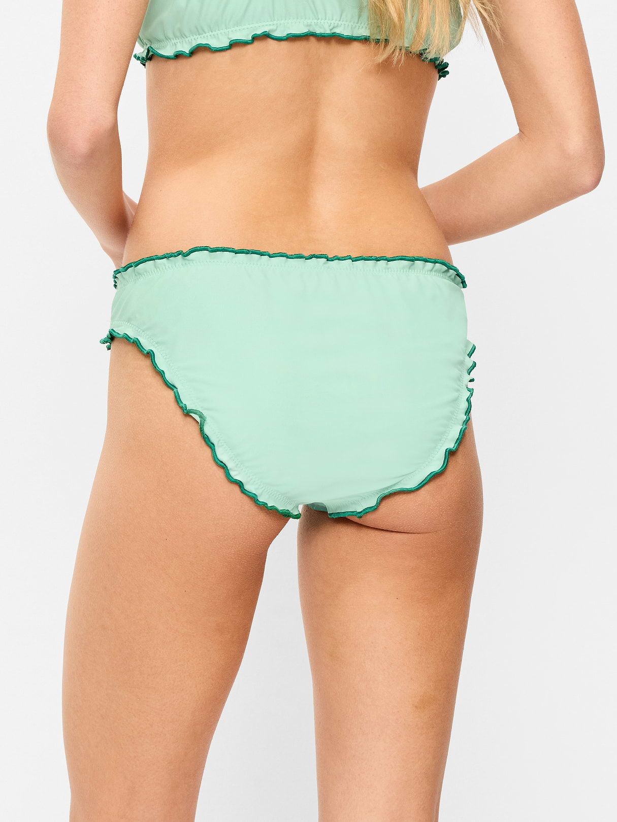 Mid-Rise Ruffle Trim Swim Bottoms - Palo Verde