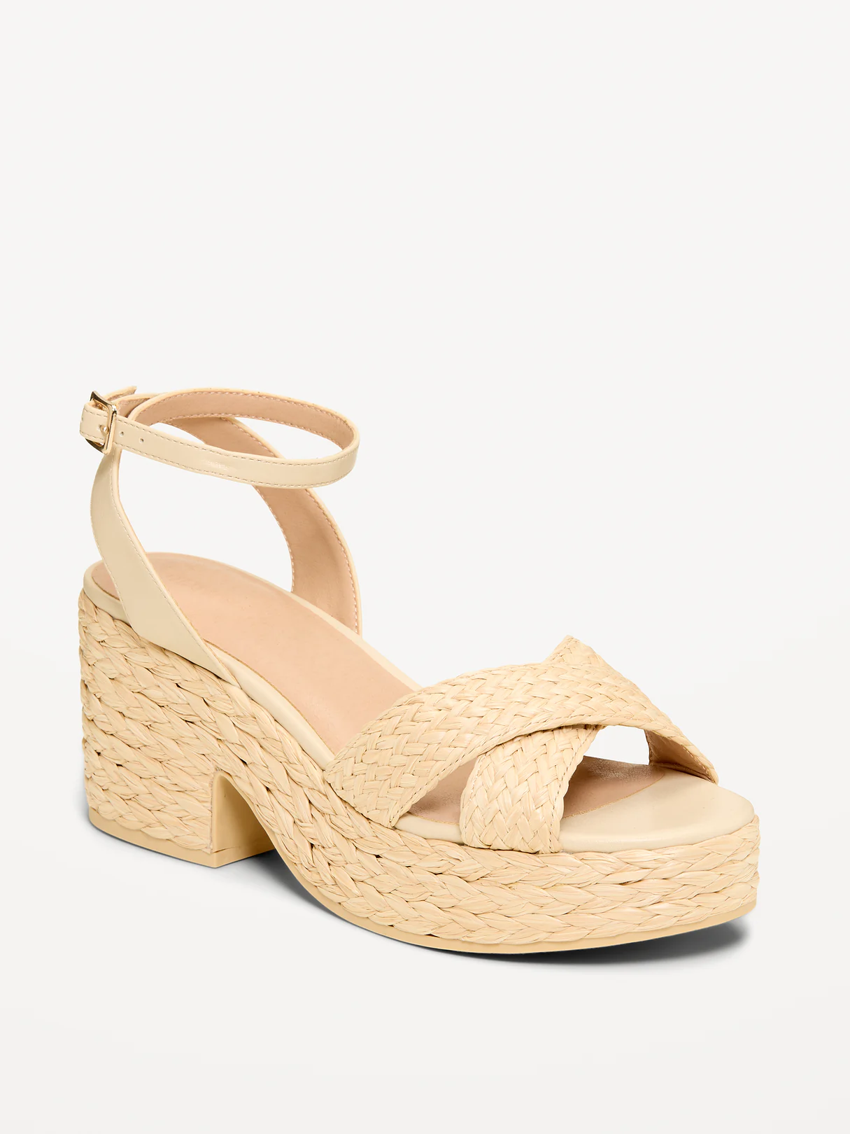 Raffia Platform Sandals for Women - Totally Natural