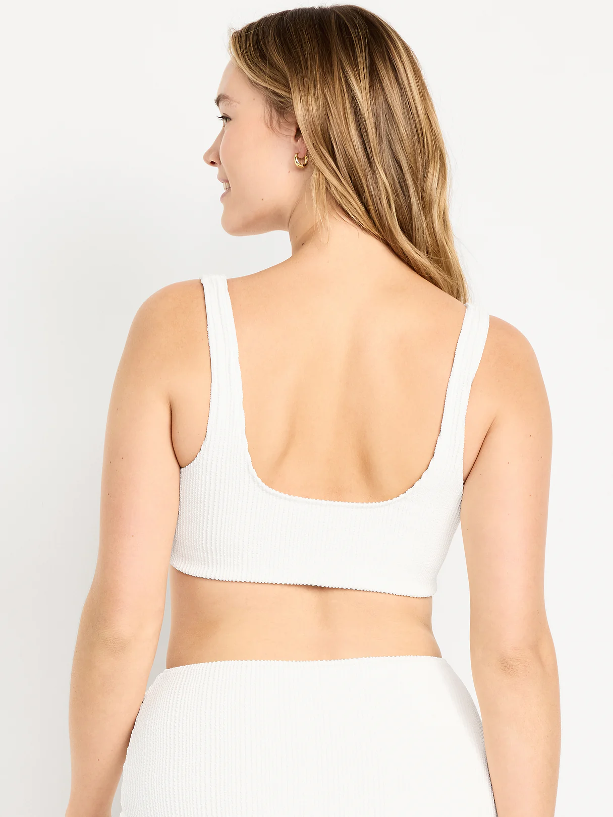 Ribbed Scoop-Neck Swim Top - Sea Salt
