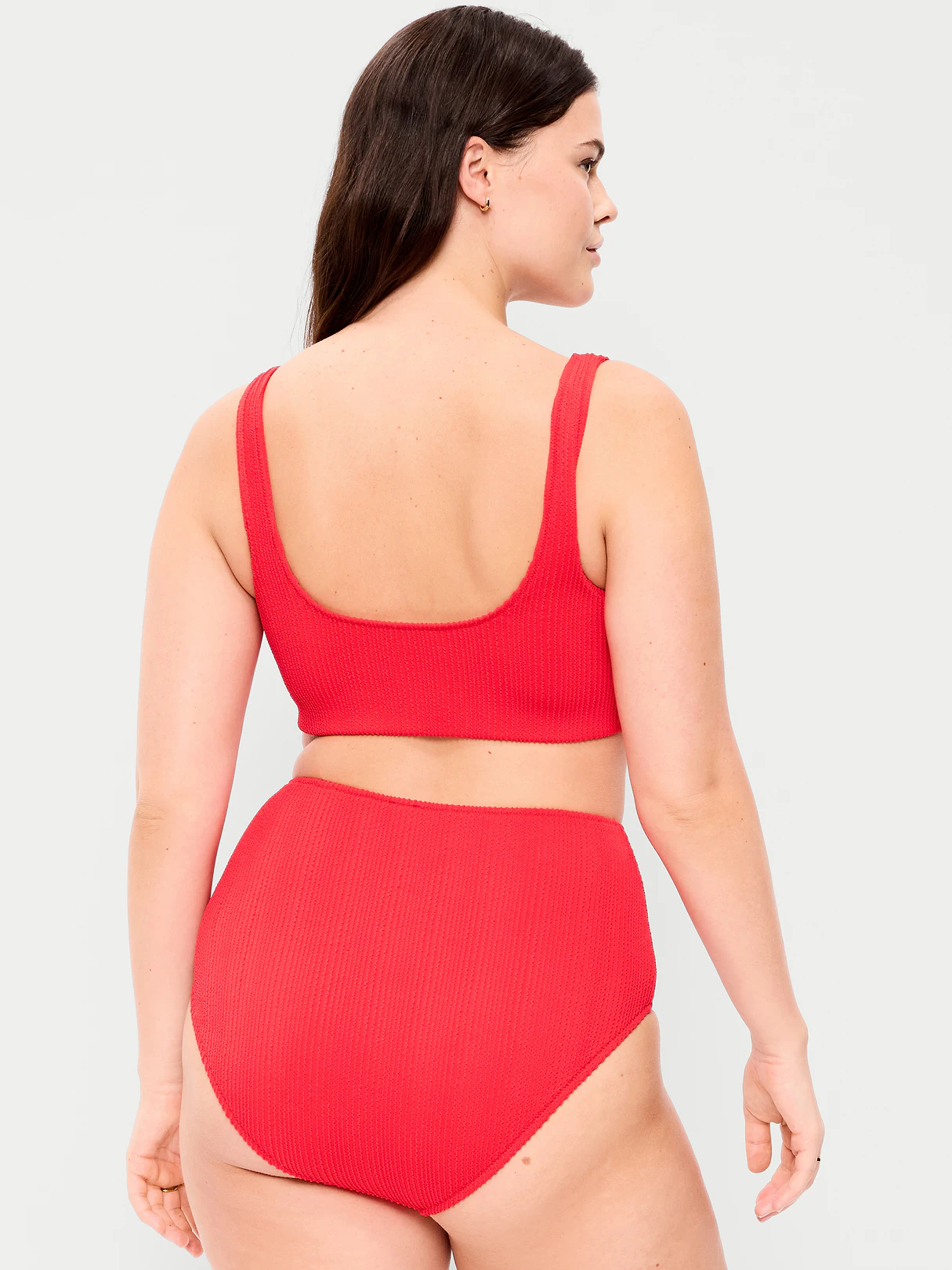 Ribbed Scoop-Neck Swim Top - Amaryllis