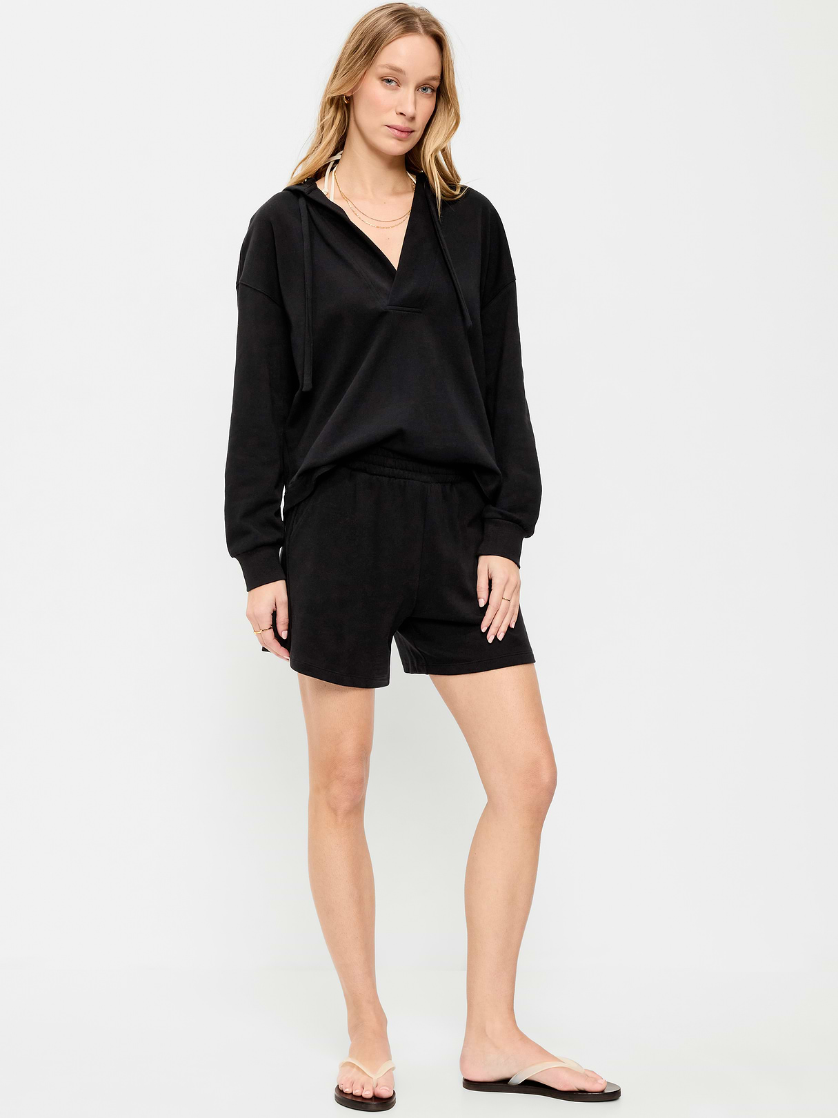 High-Waisted Pull-On Shorts -- 5-inch inseam - Black Jack