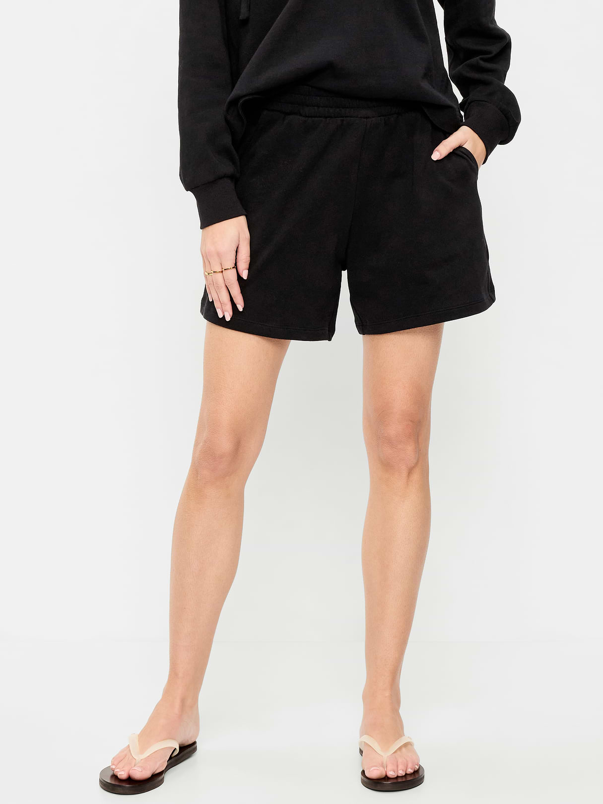 High-Waisted Pull-On Shorts -- 5-inch inseam - Black Jack