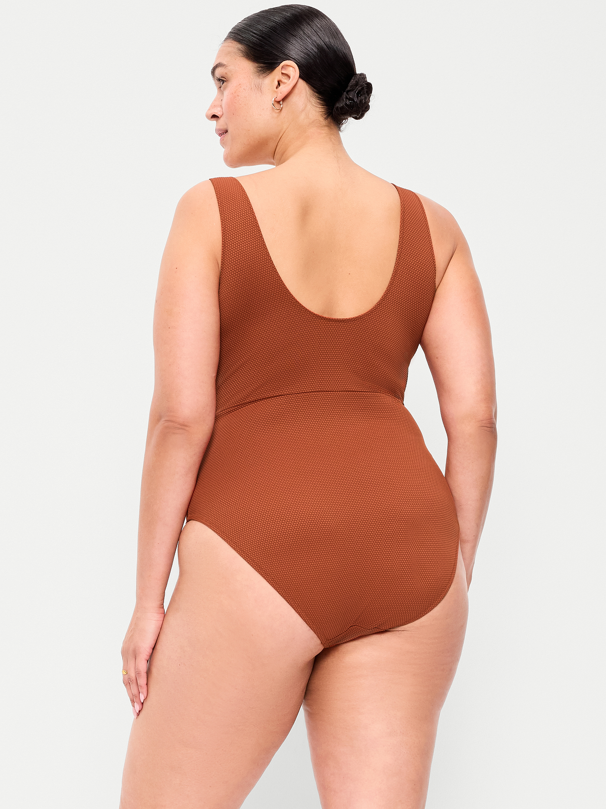 Textured One-Piece Cut-Out Swimsuit - Russet Moon