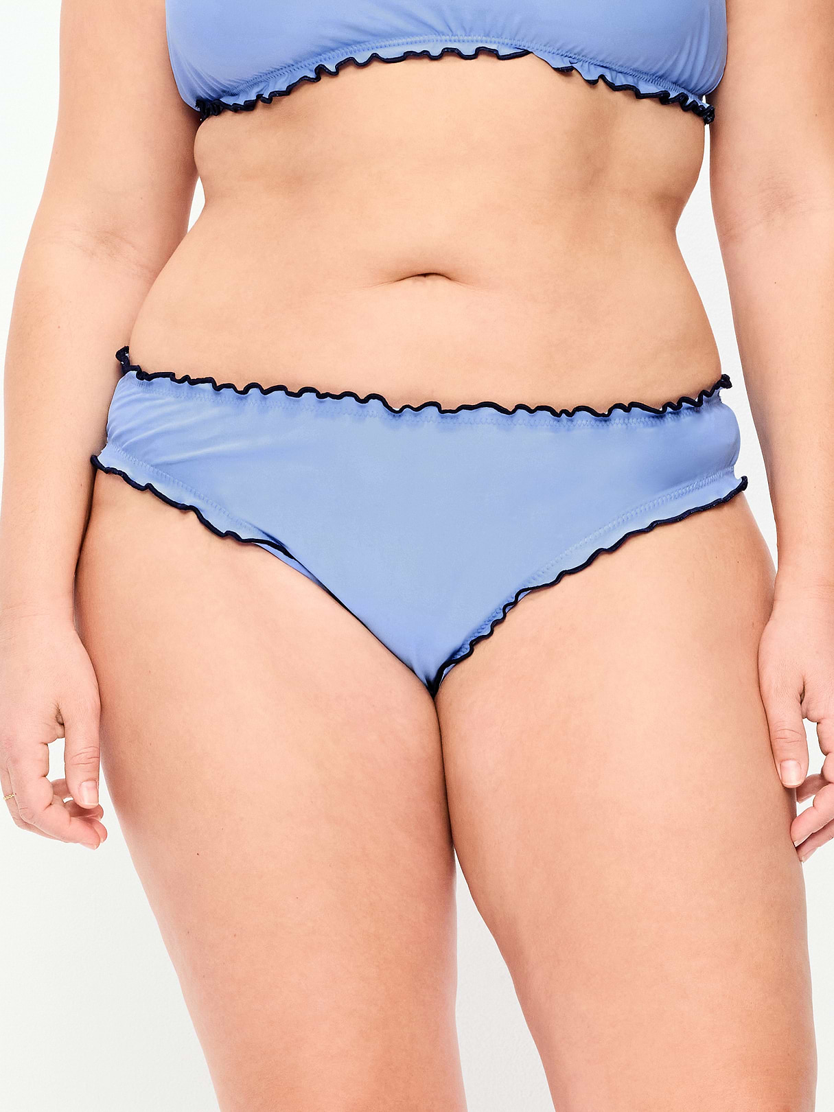 Mid-Rise Ruffle Trim Swim Bottoms - Lighthouse