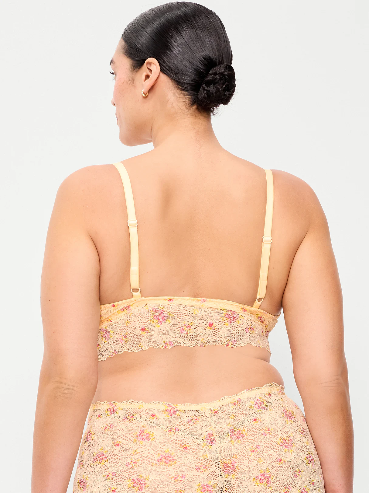 Lace Longline Bralette - Yellow Floral