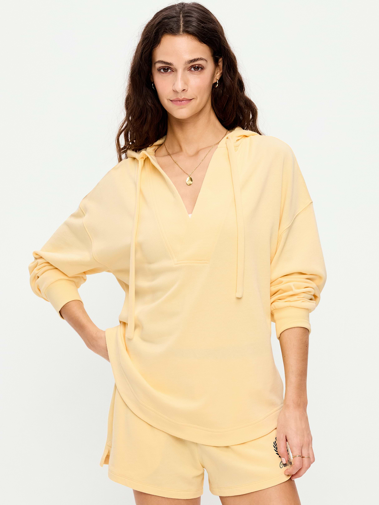 Oversized Tunic Beach Hoodie - Golden Straw