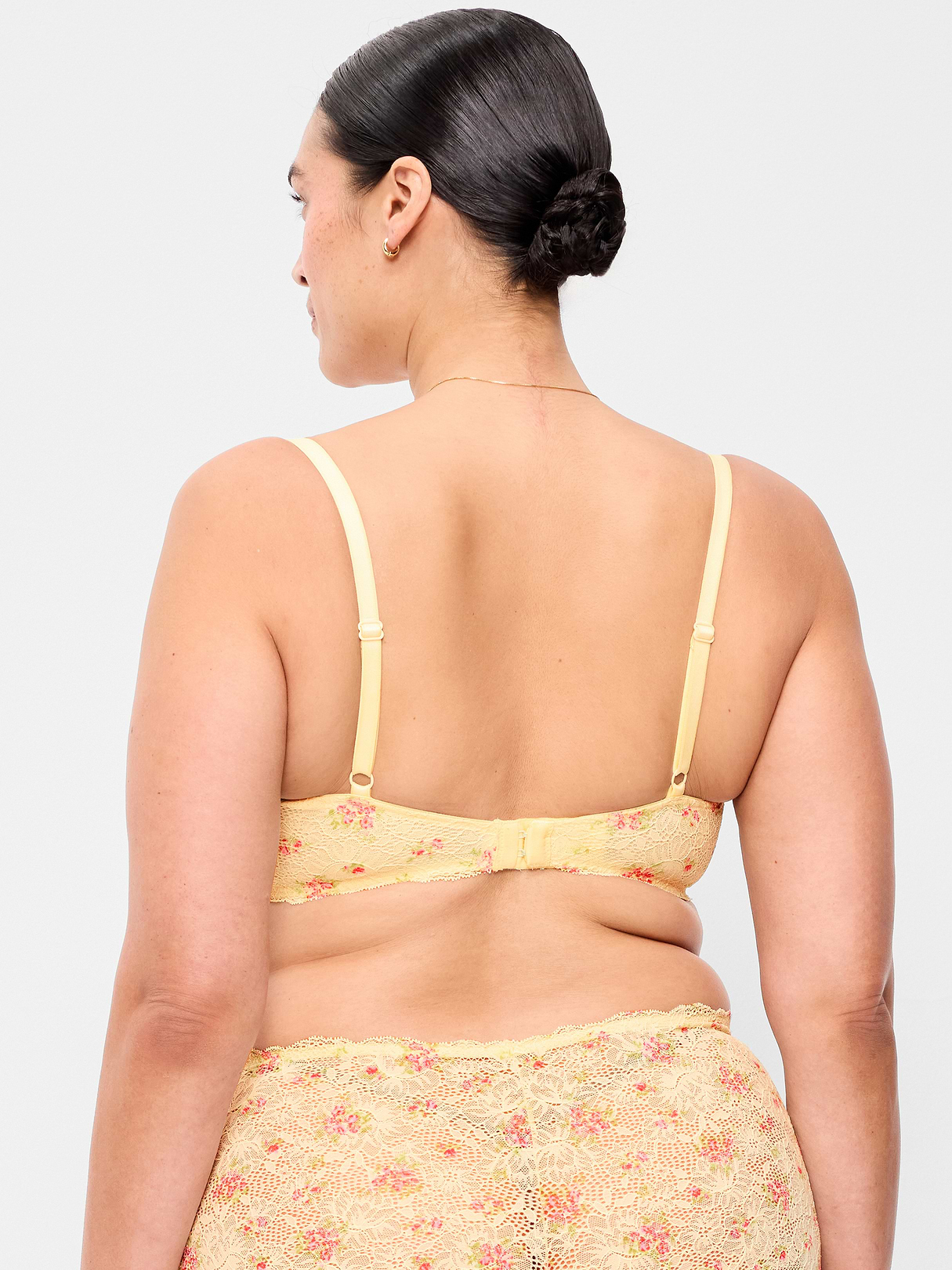 Lace Balconette Bra - Yellow Floral