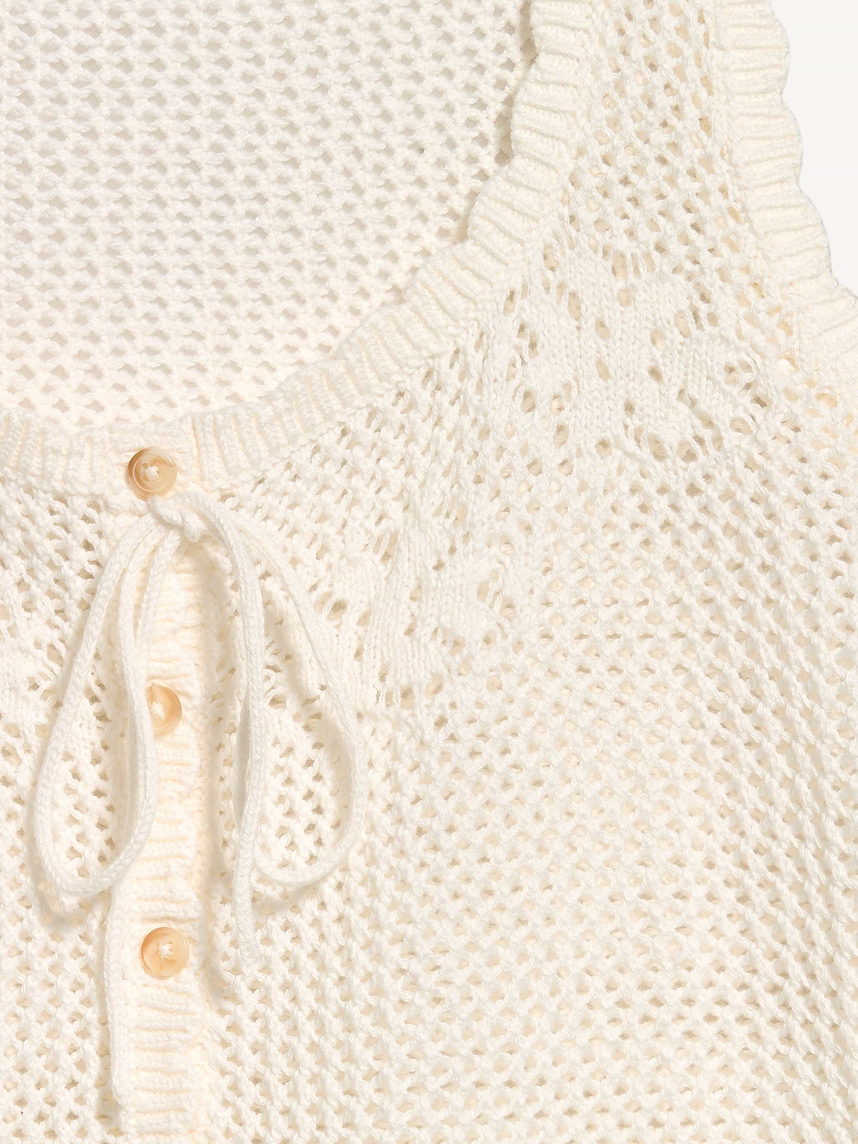 Sleeveless Seaside Cotton Crochet Tank Top - Sea Salt