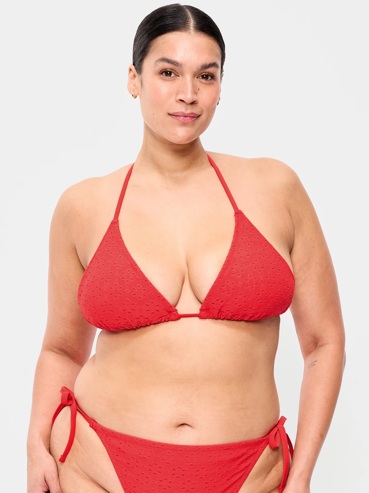 Pique Triangle String Bikini Swim Top - Amaryllis