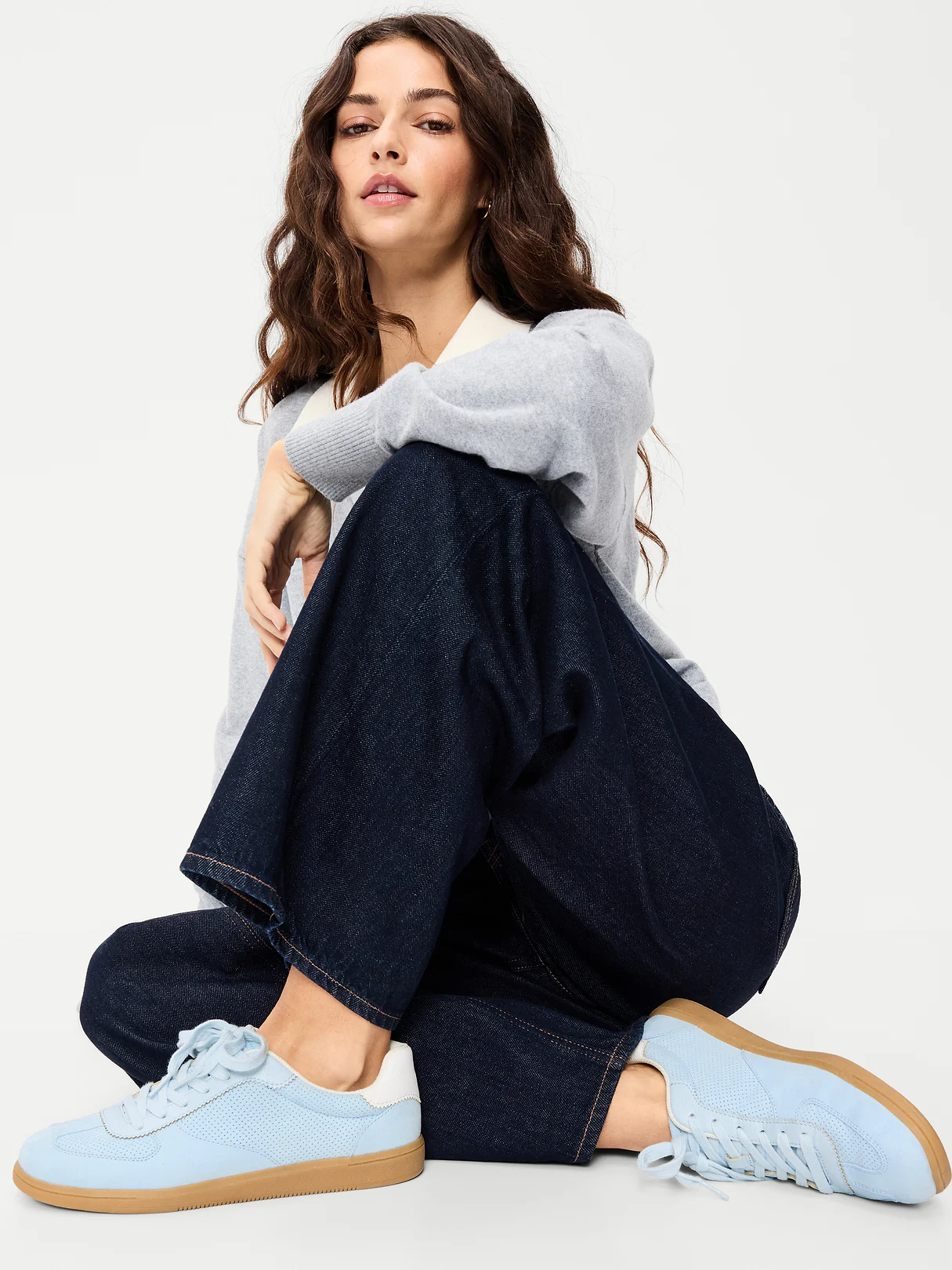 Lace-Up Sneakers - Light Blue