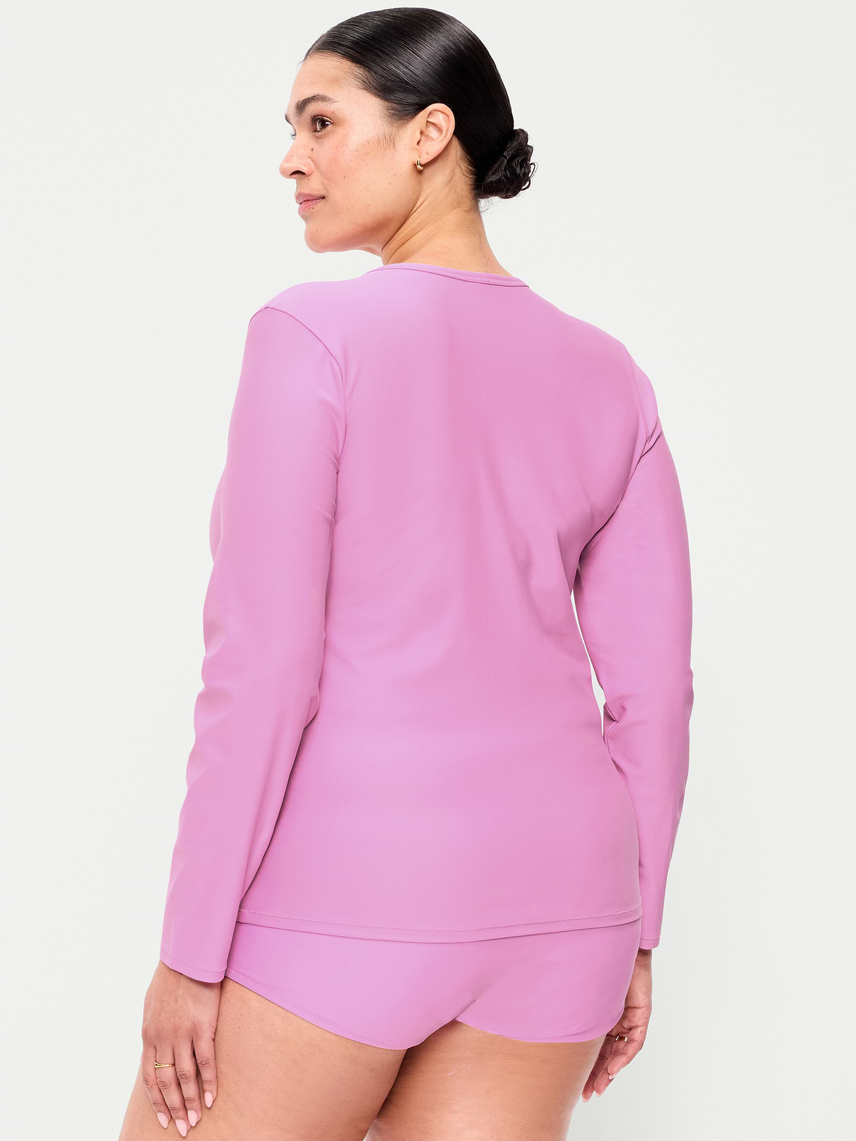 Long-Sleeve Matte Rashguard Swim Top - Rock Rose