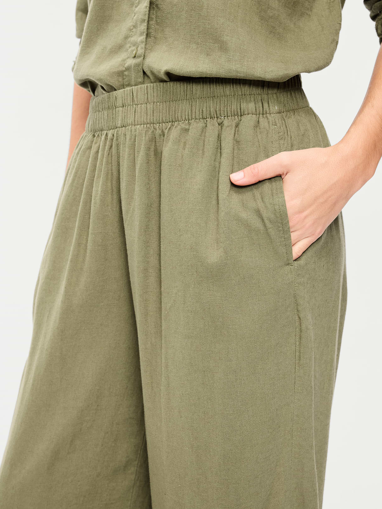 High-Waisted Linen-Blend Super Wide-Leg Pants - Kombu