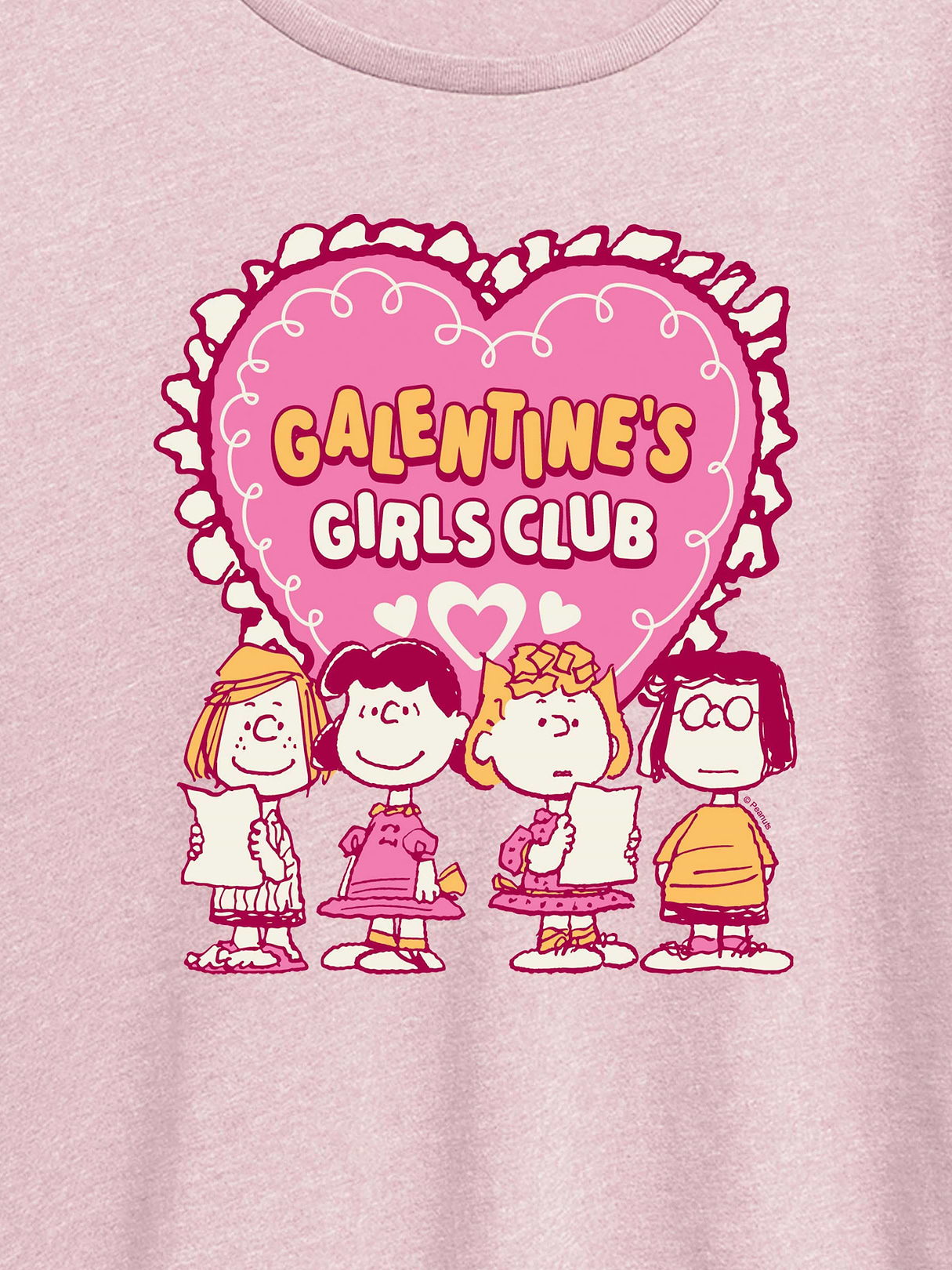 Peanuts Galentines Girls Club Short Sleeve Graphic T-Shirt - Heather Pink