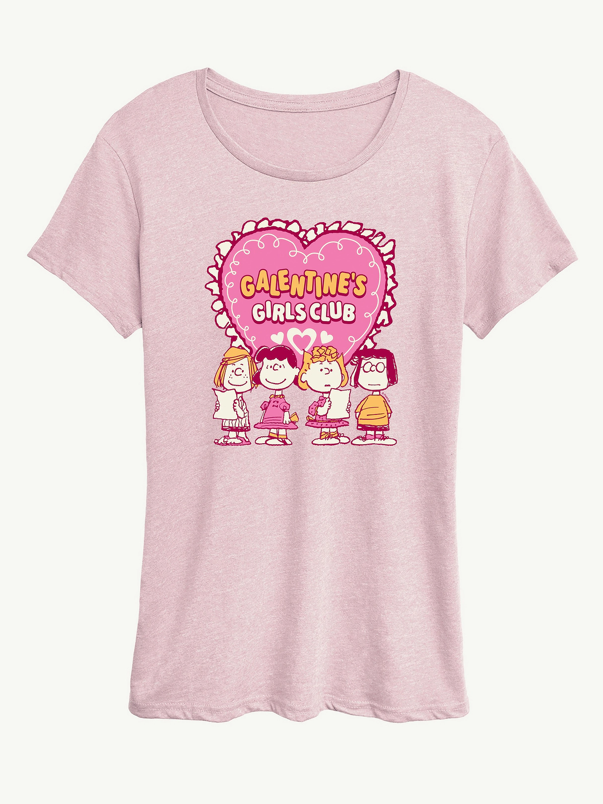 Peanuts Galentines Girls Club Short Sleeve Graphic T-Shirt - Heather Pink