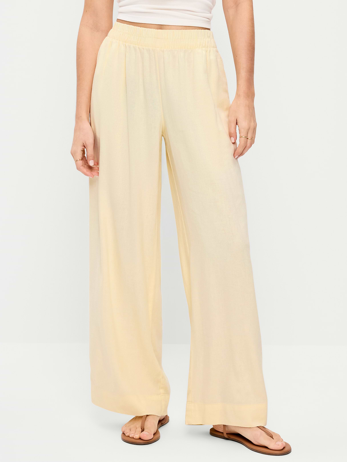 High-Waisted Linen-Blend Super Wide-Leg Pants - Celestine