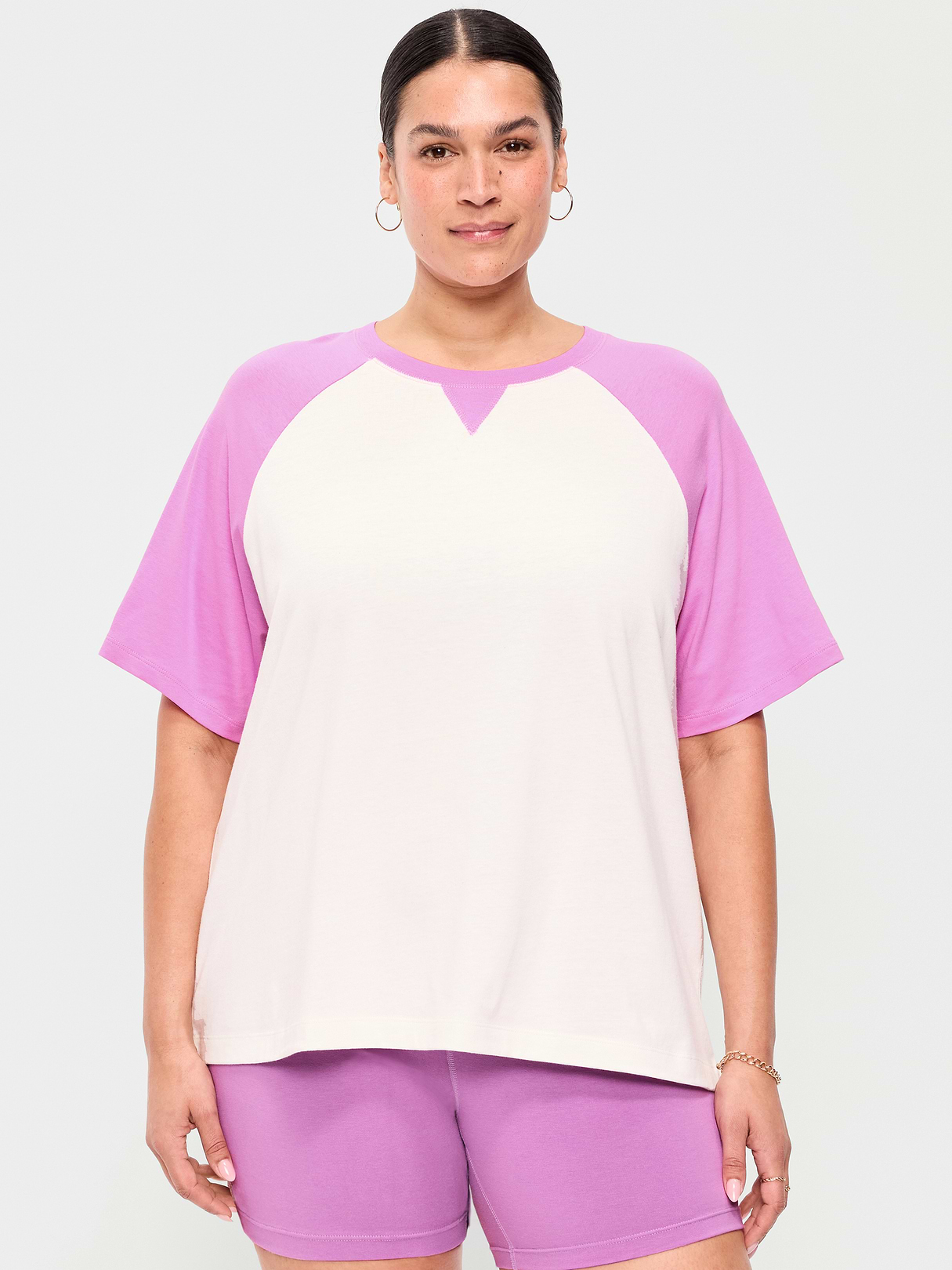 Vintage Crew-Neck Raglan T-Shirt - Rock Rose