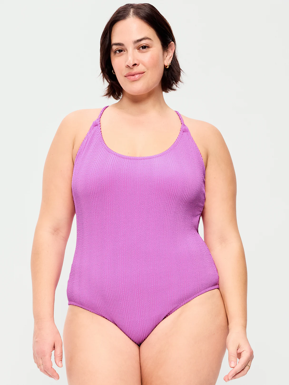 Ribbed Braided-Strap One-Piece Swimsuit - Orchidding Around
