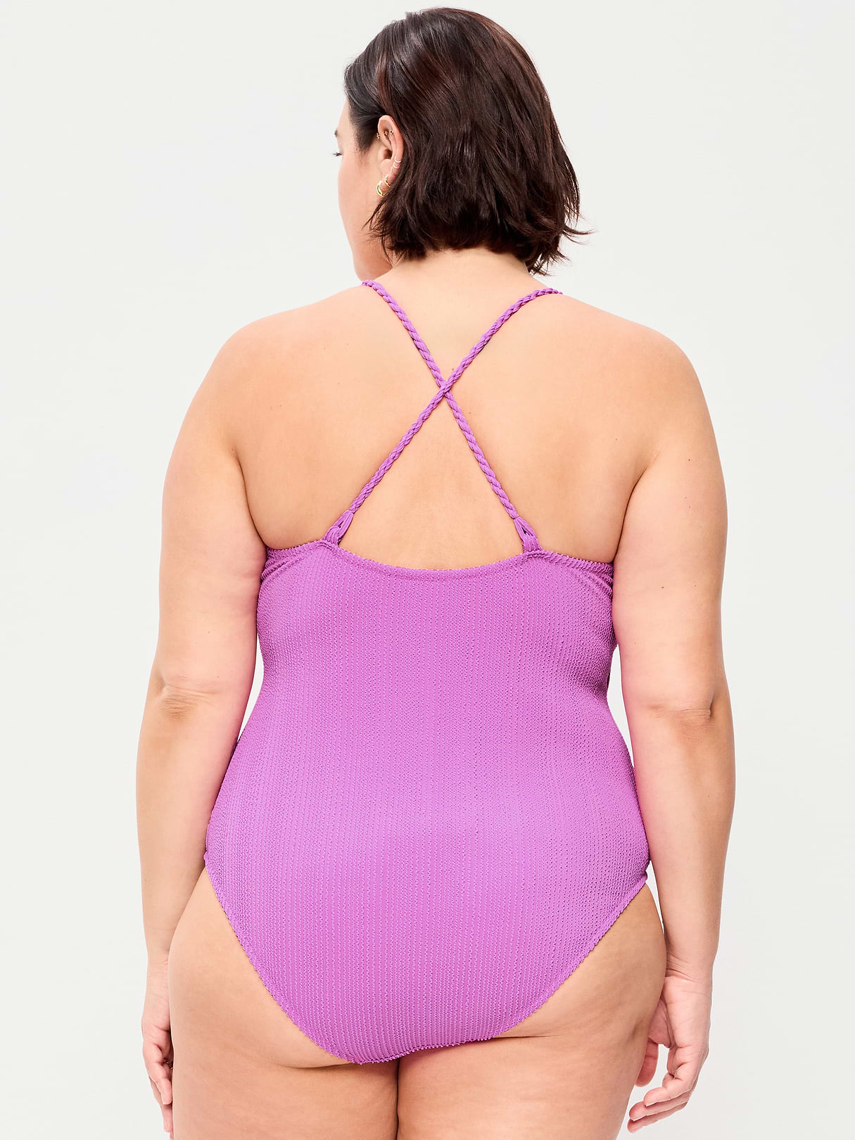 Ribbed Braided-Strap One-Piece Swimsuit - Orchidding Around