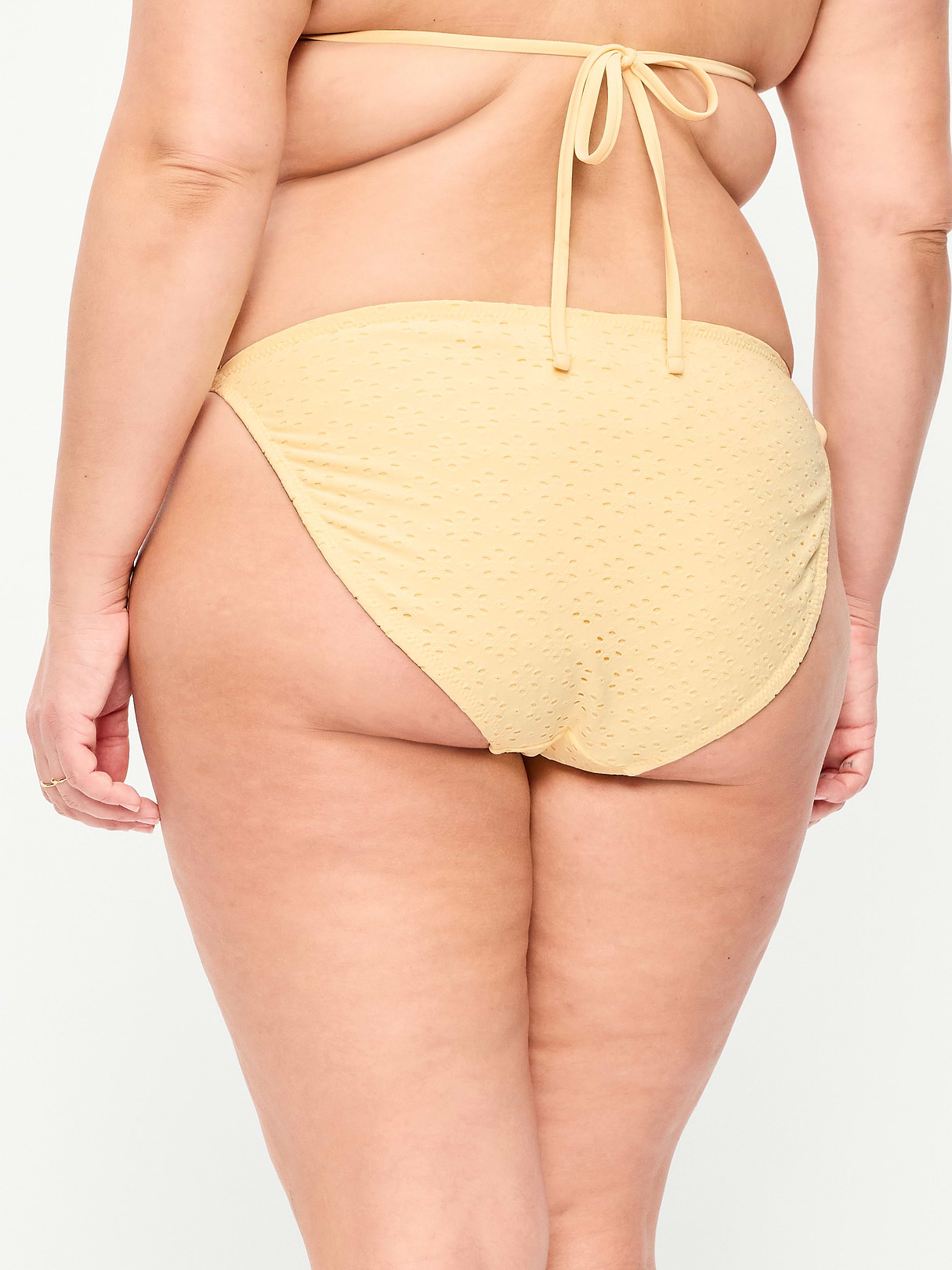 Eyelet String Bikini Swim Bottoms - Golden Straw