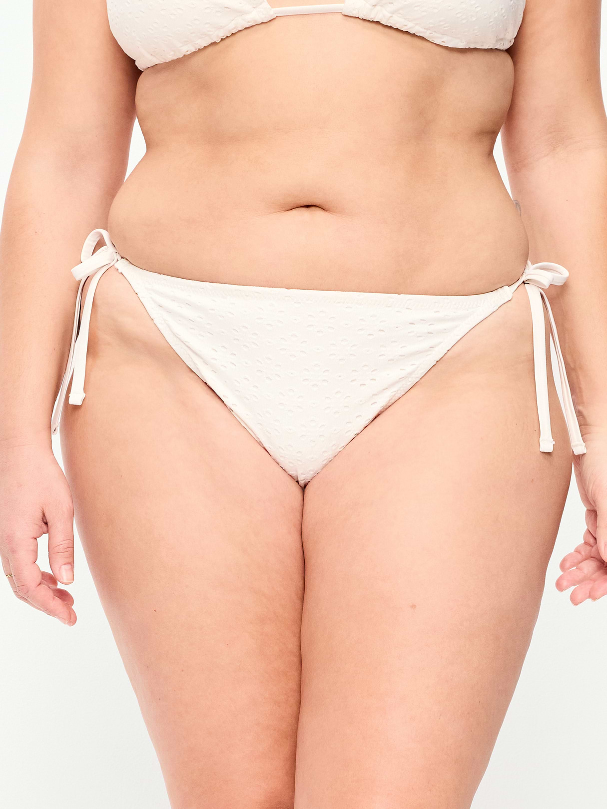 Eyelet String Bikini Swim Bottoms - Sea Salt