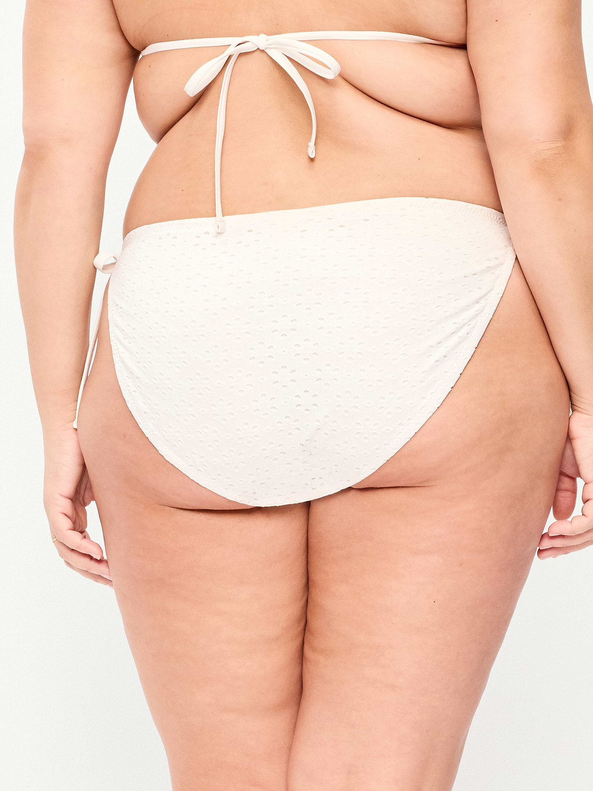 Eyelet String Bikini Swim Bottoms - Sea Salt