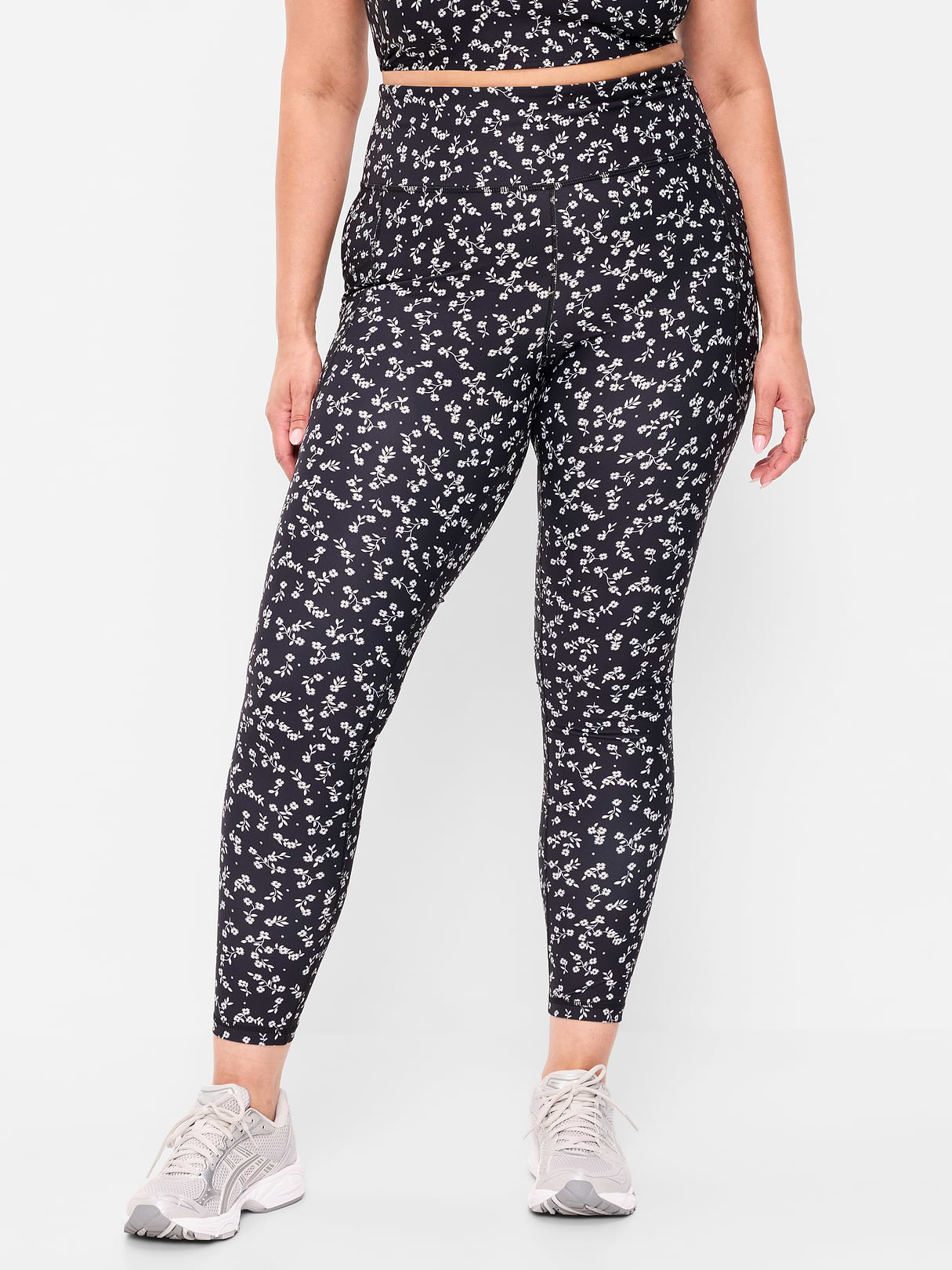 High-Waisted PowerSoft 7/8 Pocket Leggings - Black Floral