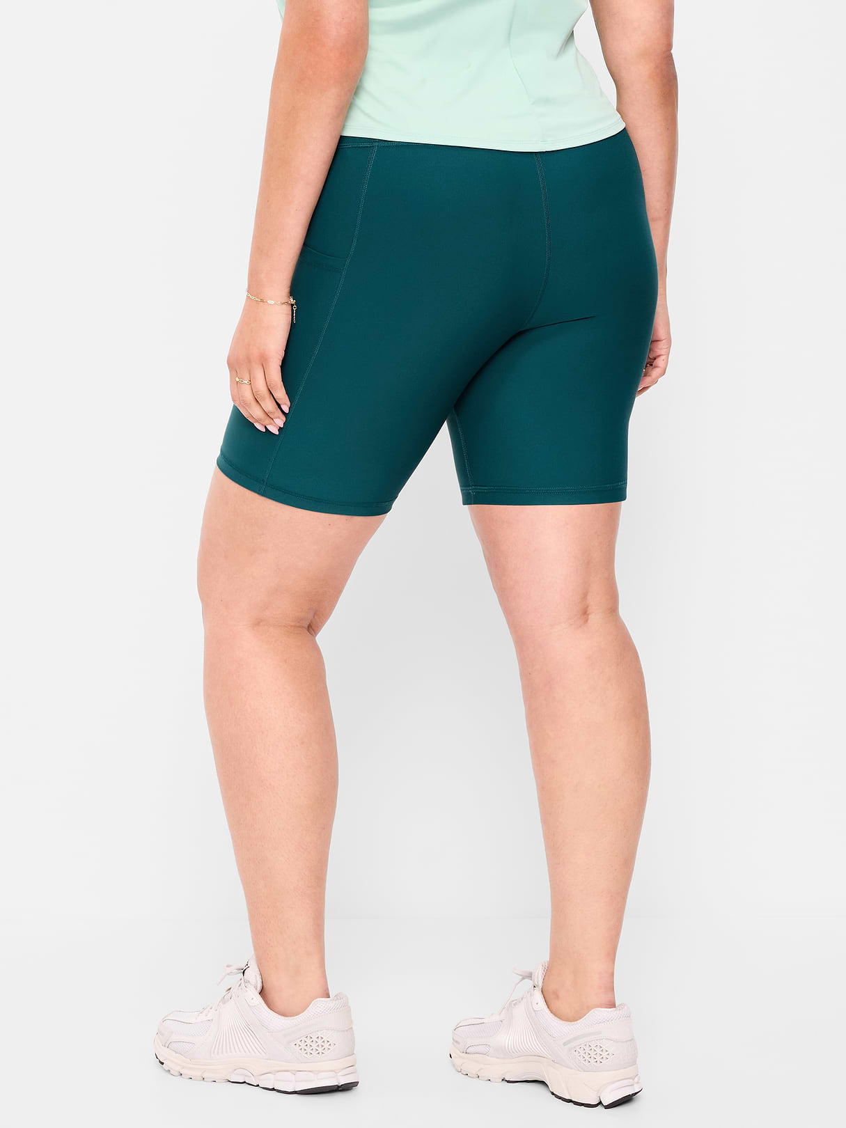 High-Waisted PowerSoft Biker Shorts -- 8-inch inseam - Jet Stream