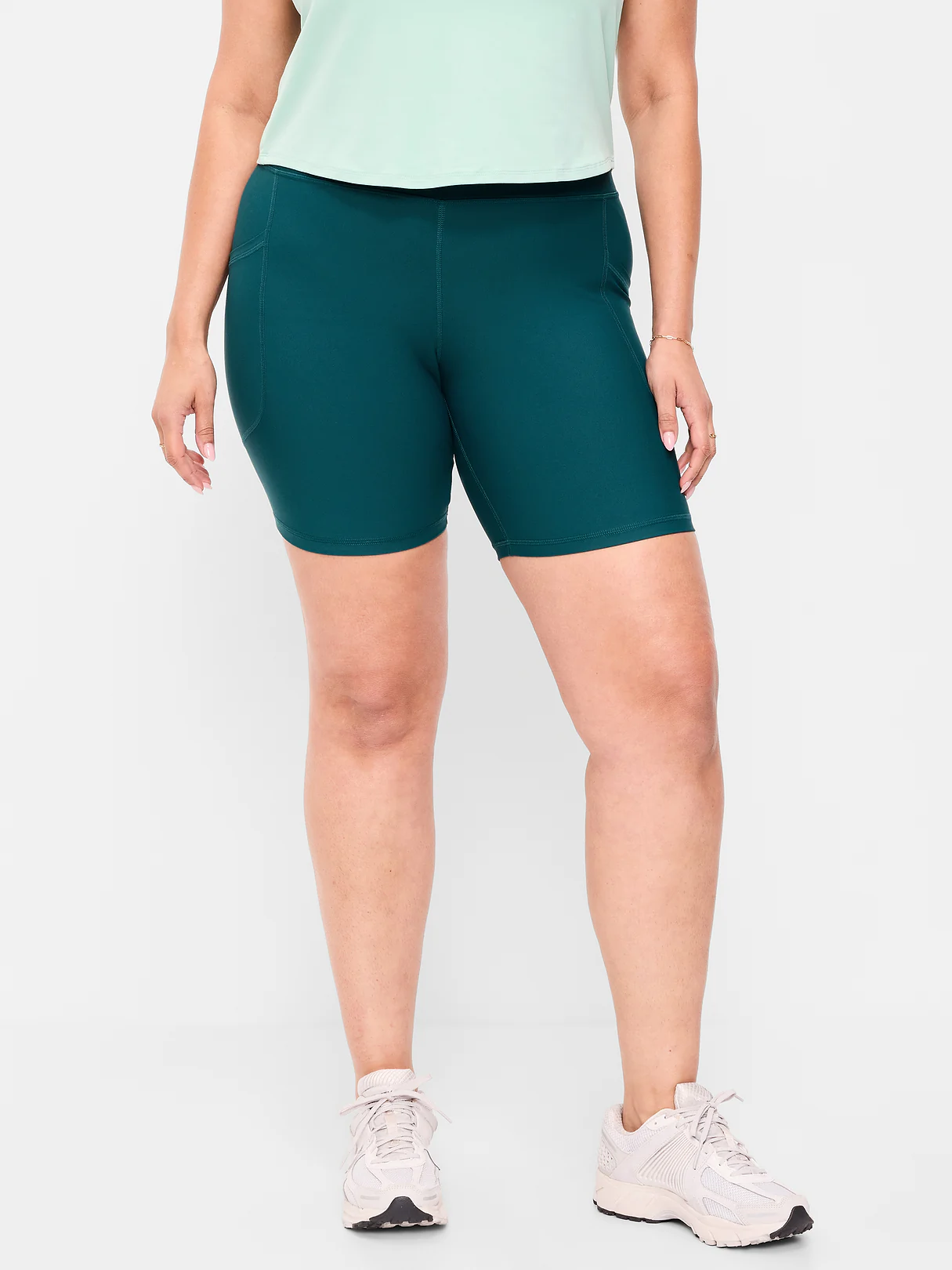 High-Waisted PowerSoft Biker Shorts -- 8-inch inseam - Jet Stream
