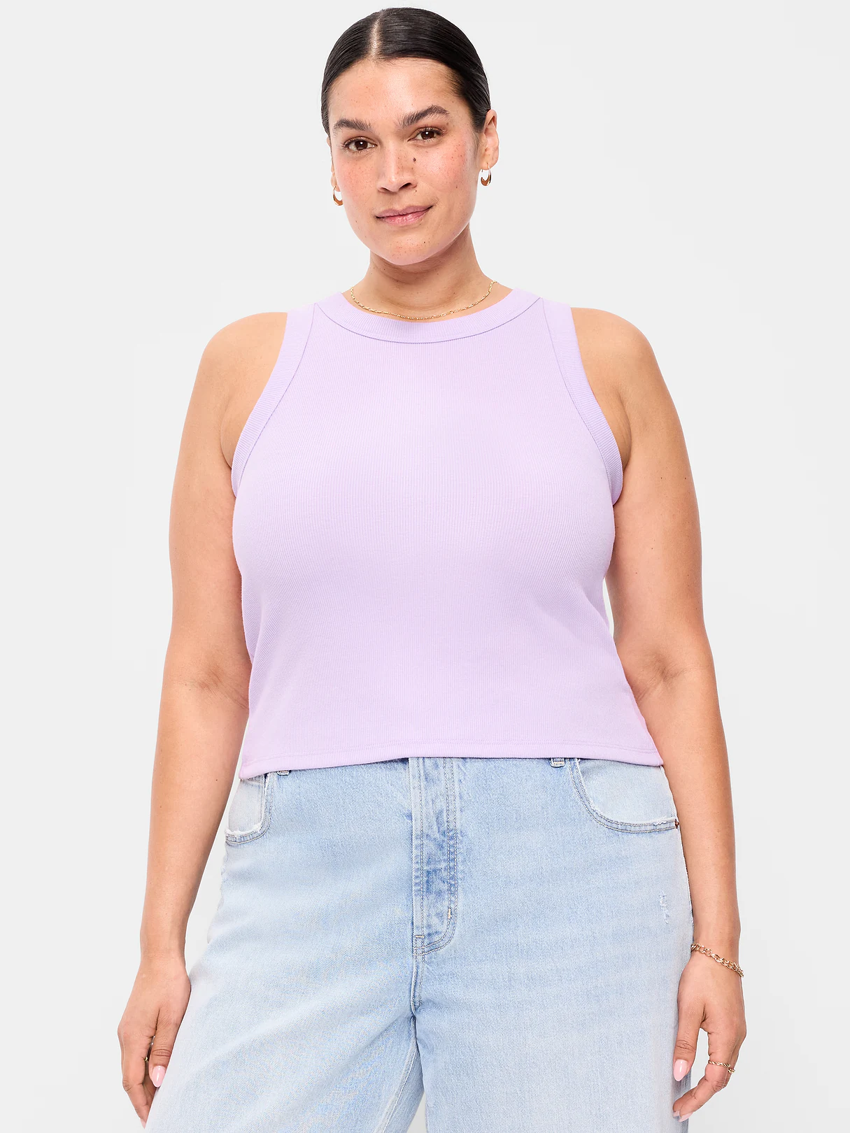 Crop Ribbed Tank Top - Fresh Lilac