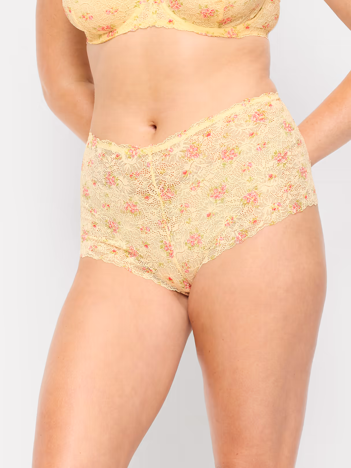 Lace Boyshort Underwear - Yellow Floral
