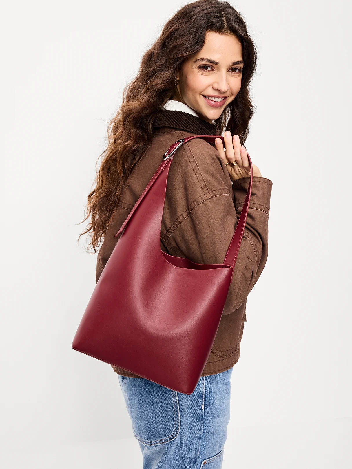 Asymmetrical Structured Tote Bag - Red Clover