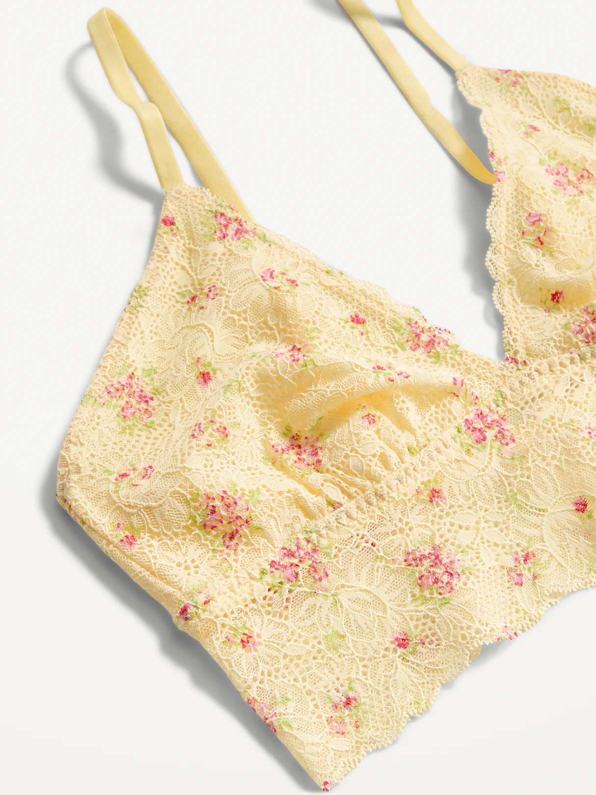 Lace Longline Bralette - Yellow Floral