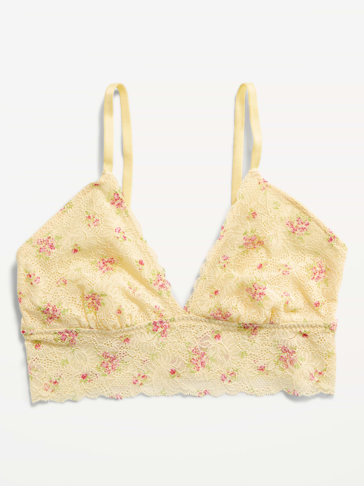 Lace Longline Bralette - Yellow Floral