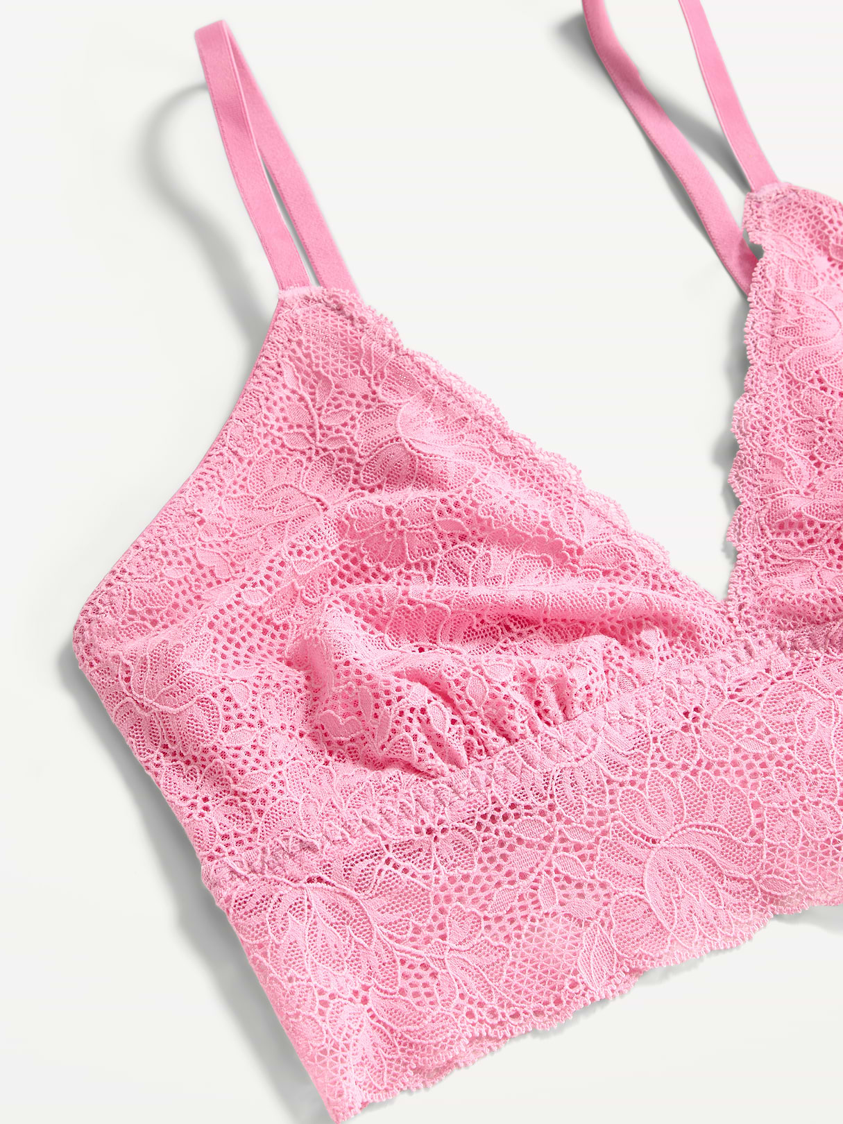 Lace Longline Bralette - Hydrangea Pink