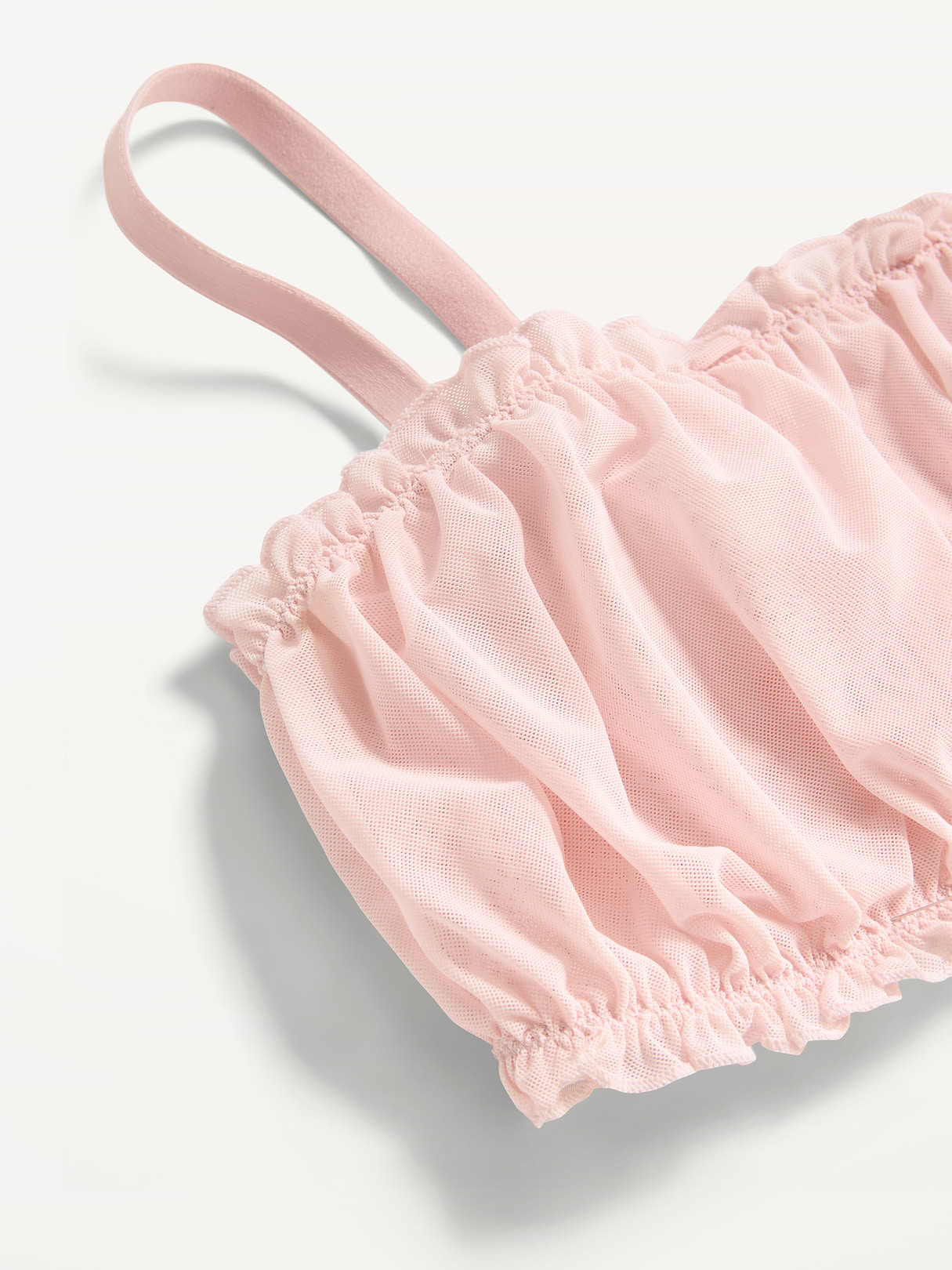 Ruffle-Edge Mesh Bralette - Pastel Pink